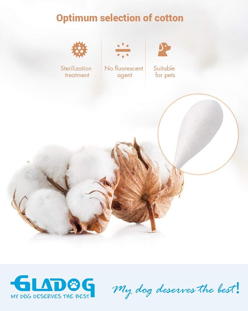 GLADOG 6 Inch Professional Large Cotton Swabs for Dogs - Extra Long Wooden Handle Pet Ear Cleaning Sticks - Safe & Gentle Dog Grooming Supplies for Ears, Eyes & Nose Care - Perfect for Home Pet Cleaning & Veterinary Use