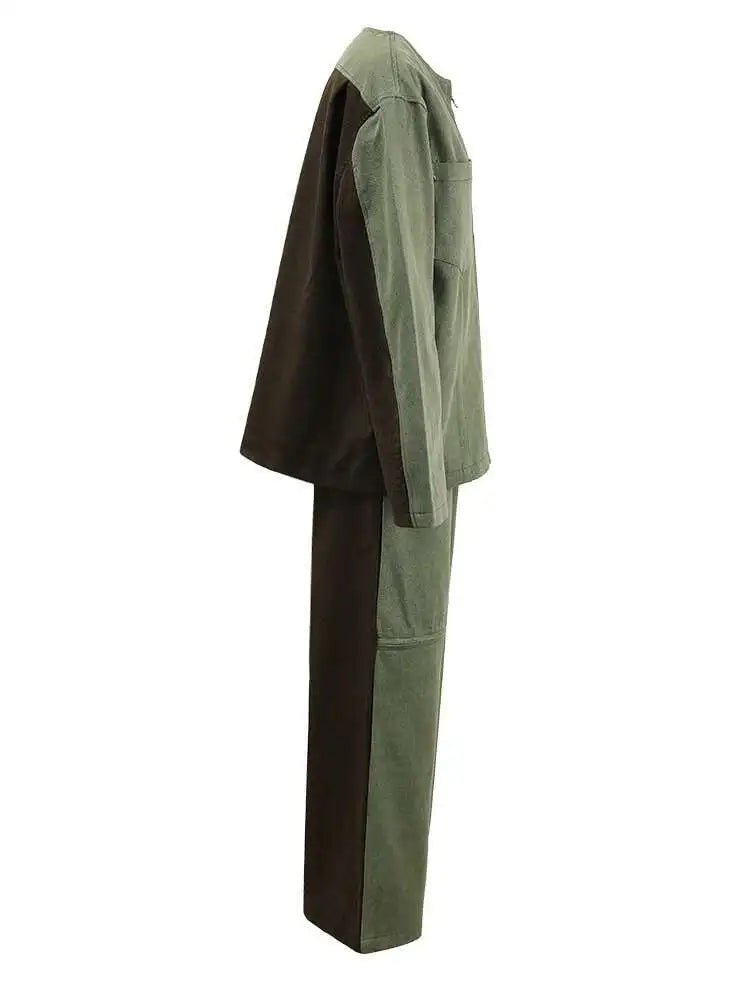 Women's Big Size Denim Jacket & Wide Leg Pants Two-Piece Set - O Neck Long Sleeve Fashion Outfit for Spring & Autumn 2025 (CPG1262) | Casual Wear, Street Style & Office Chic