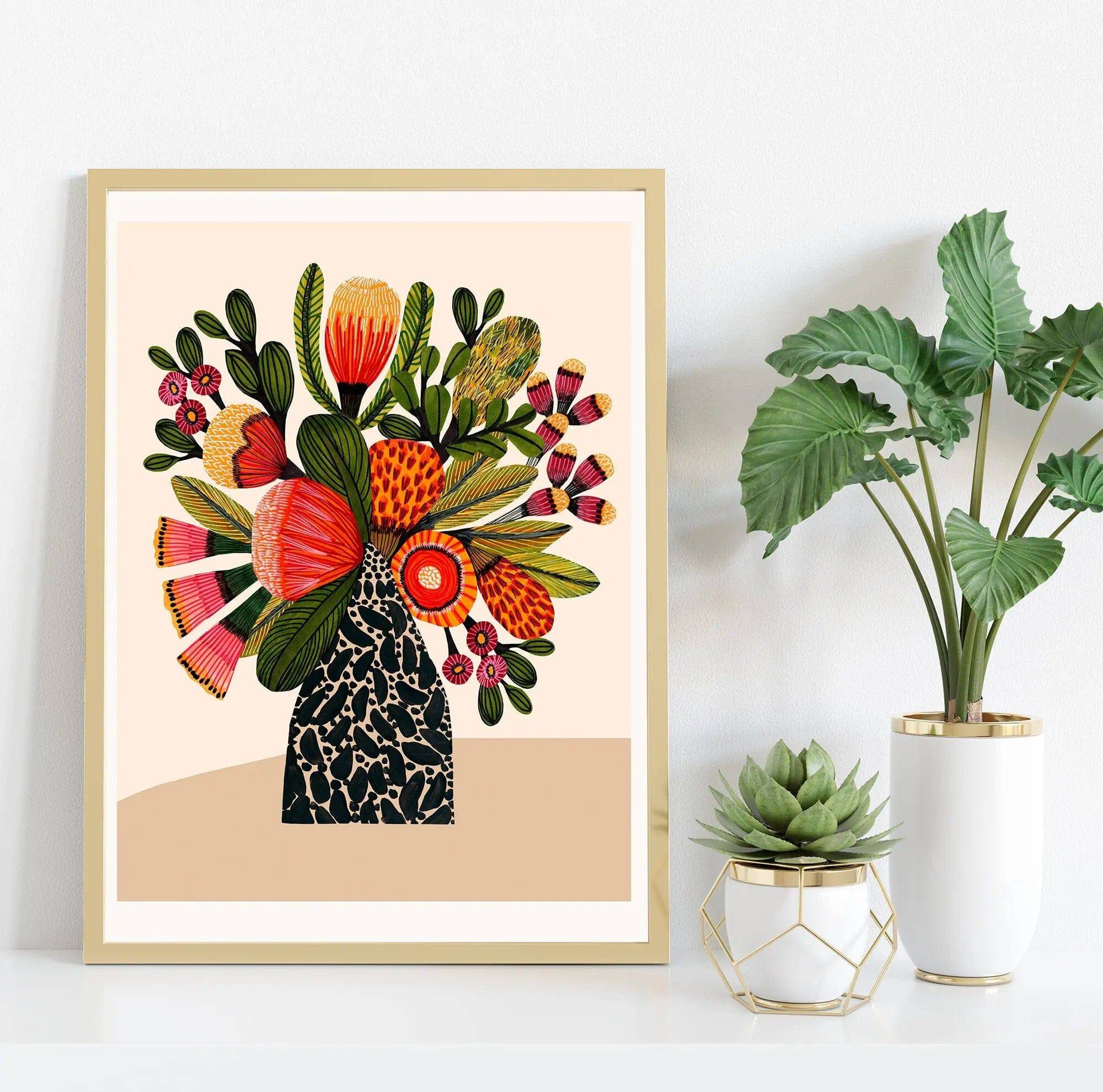 Australian Bush Flower Wall Art Print - Vibrant Floral Canvas Decor for Living Room, Bedroom & Office - Perfect for Home & Office Decor