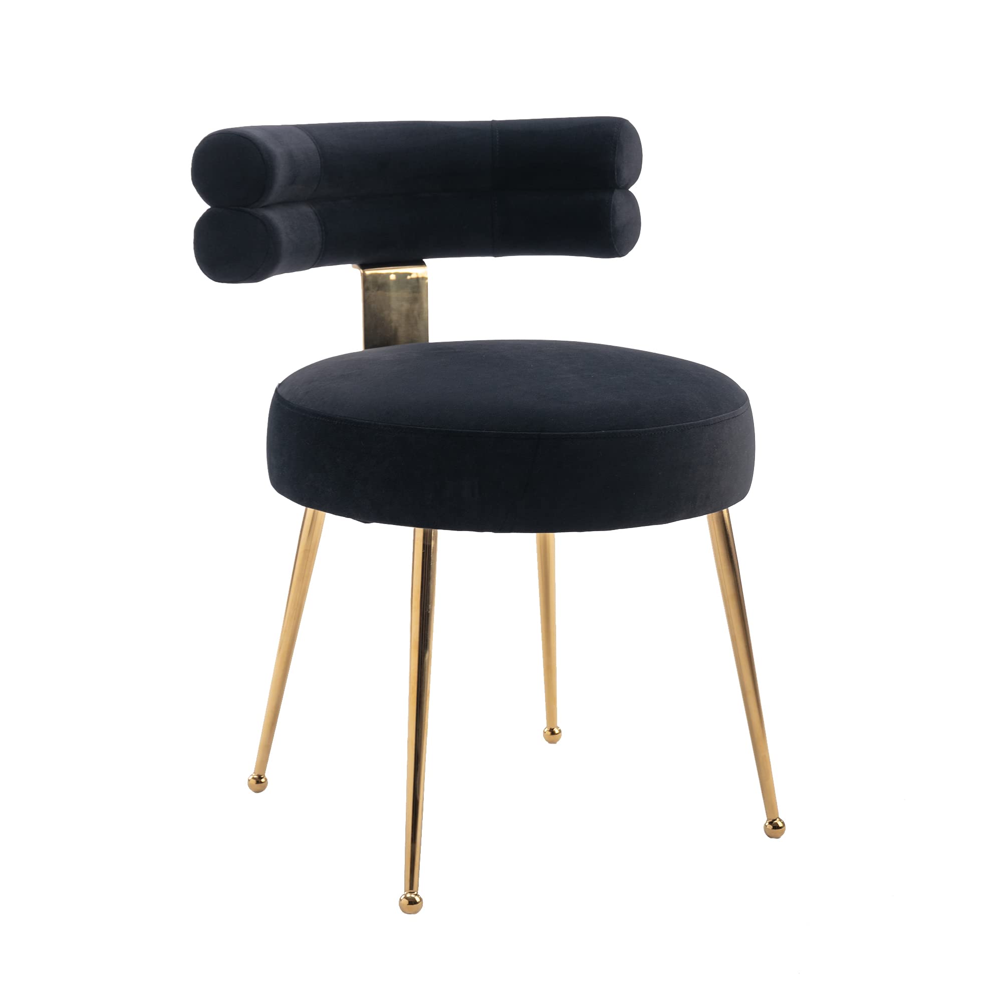 Modern Solid Wood Vanity Chair with Golden Metal Legs - HomVent Makeup Desk Chair for Bedroom, Living Room & Dining Room | Perfect for Dressing Table, Study Desk & Home Décor