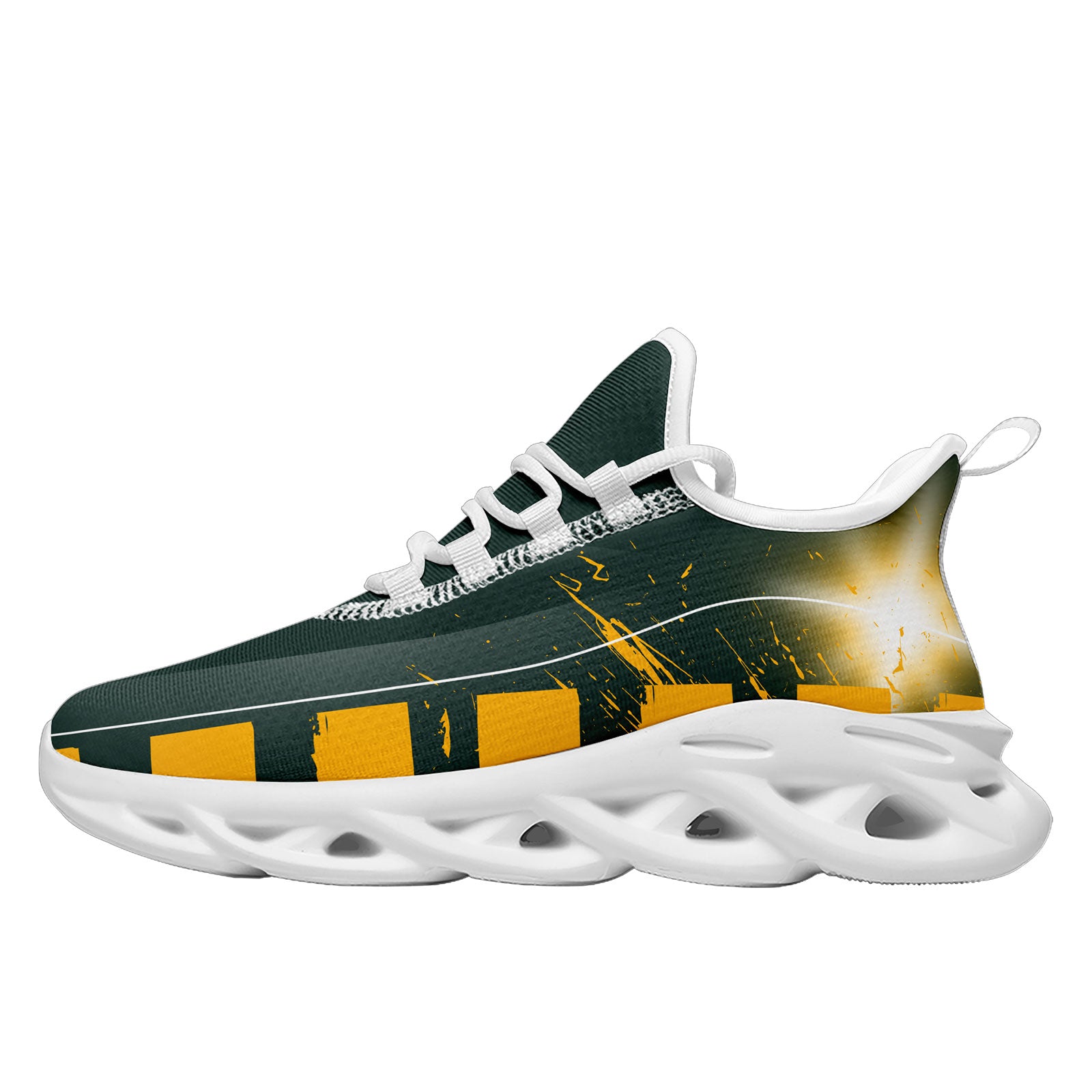 Custom Green & Yellow Green Bay Packers MaxSoul Sneakers - Personalized Basketball Shoes FN003 D020260 Size 13 for Men - Perfect for Game Day & Fan Gear Collection