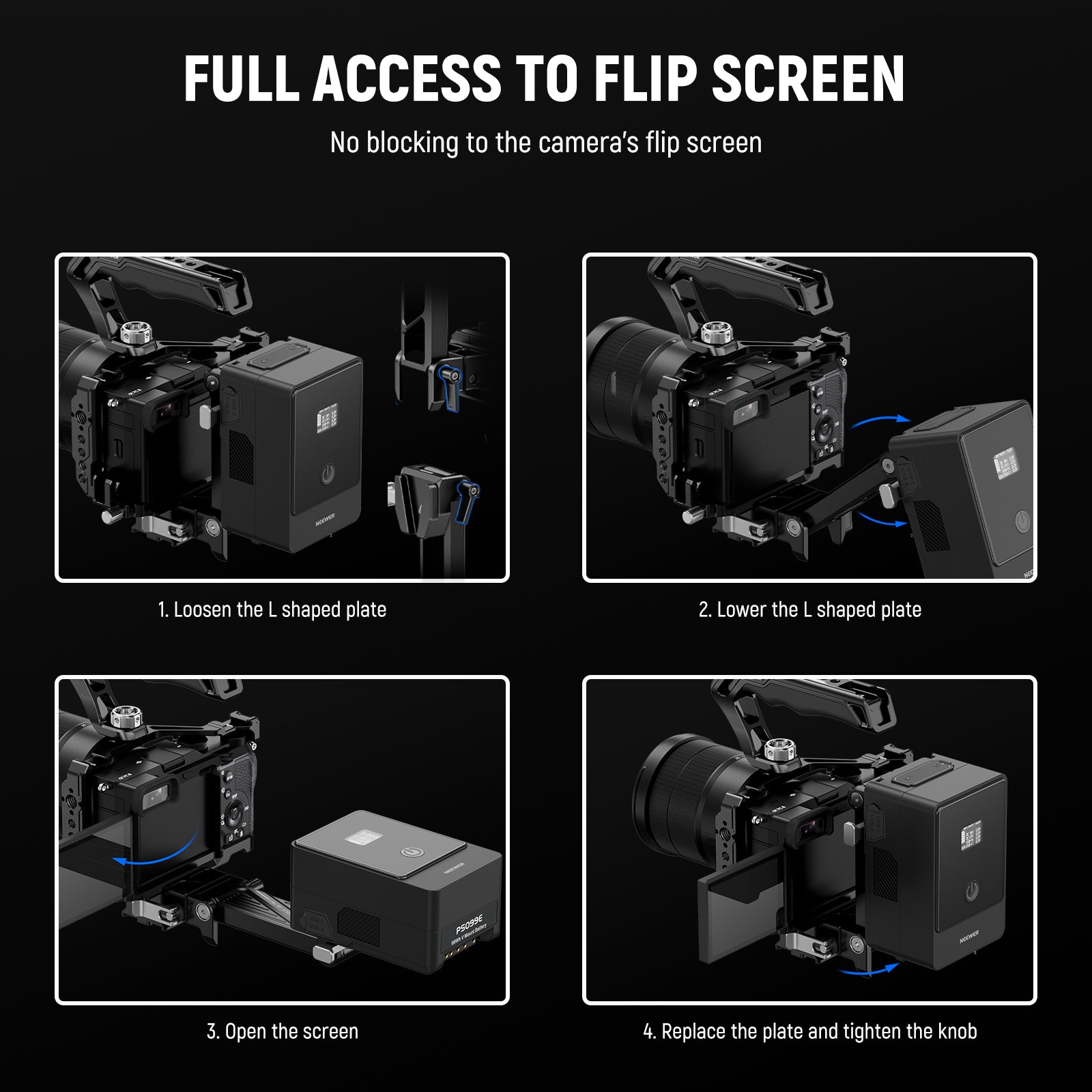 NEEWER PS013 Foldable V Mount Battery Plate with Arca-Swiss Quick Release Plate - Compatible with DSLR, Mirrorless Cameras & Video Equipment for Photography & Filmmaking