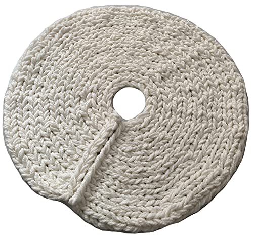 Chunky Knit Cream Round Christmas Tree Skirt - Various Sizes (Mini/Tabletop, Small, Large, XL) for Festive Holiday Decor - Perfect for Living Room, Bedroom & Christmas Party Decorations (72 Inches)