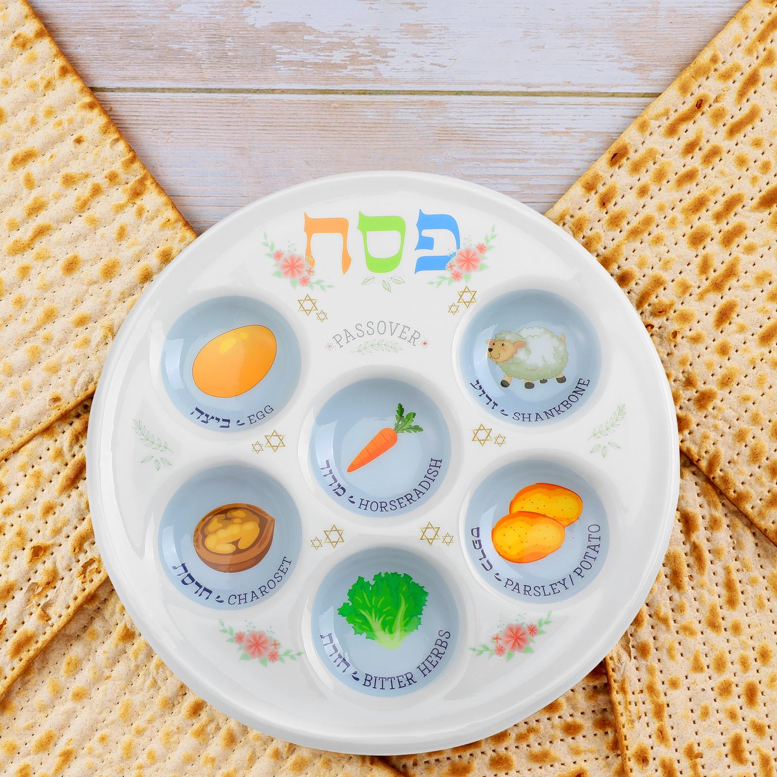 24-Piece Plastic Passover Seder Plate Set - 10