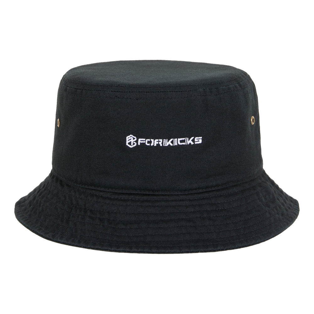 FORKICKS FKK X LFYT Bucket Hat for Men & Women - Stylish Adjustable Cotton Black Sun Hat for Outdoor, Beach, and Casual Wear