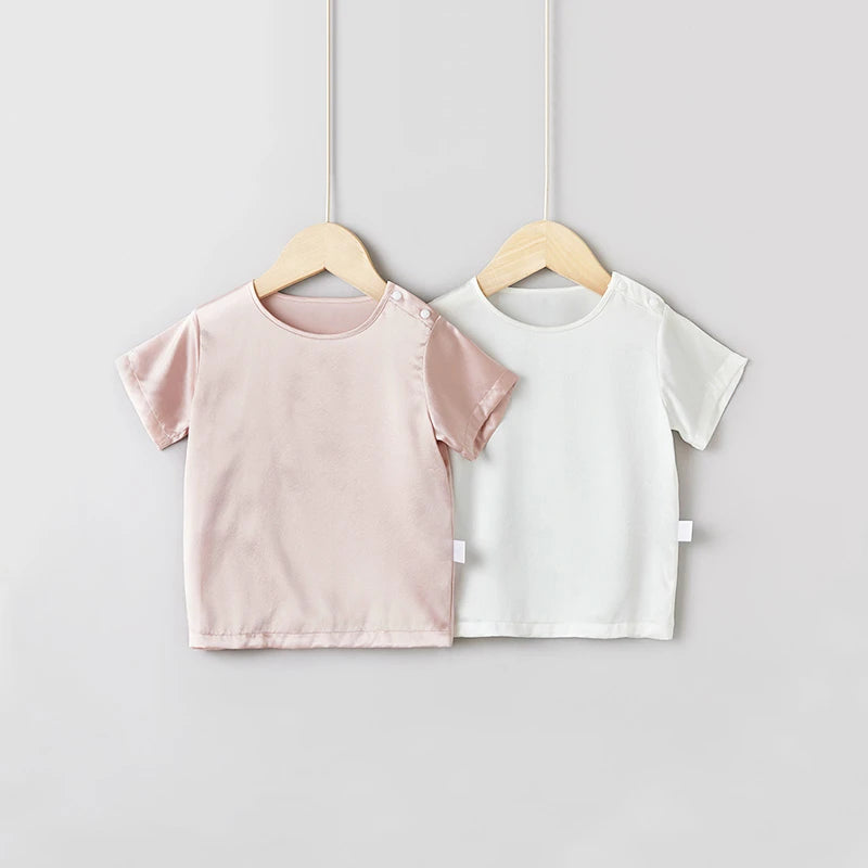 Soft & Breathable Baby Silk Short Sleeve T-Shirt - Organic Cotton Blend for Newborns & Toddlers - Perfect for Summer Outfits, Playdates & Family Photos