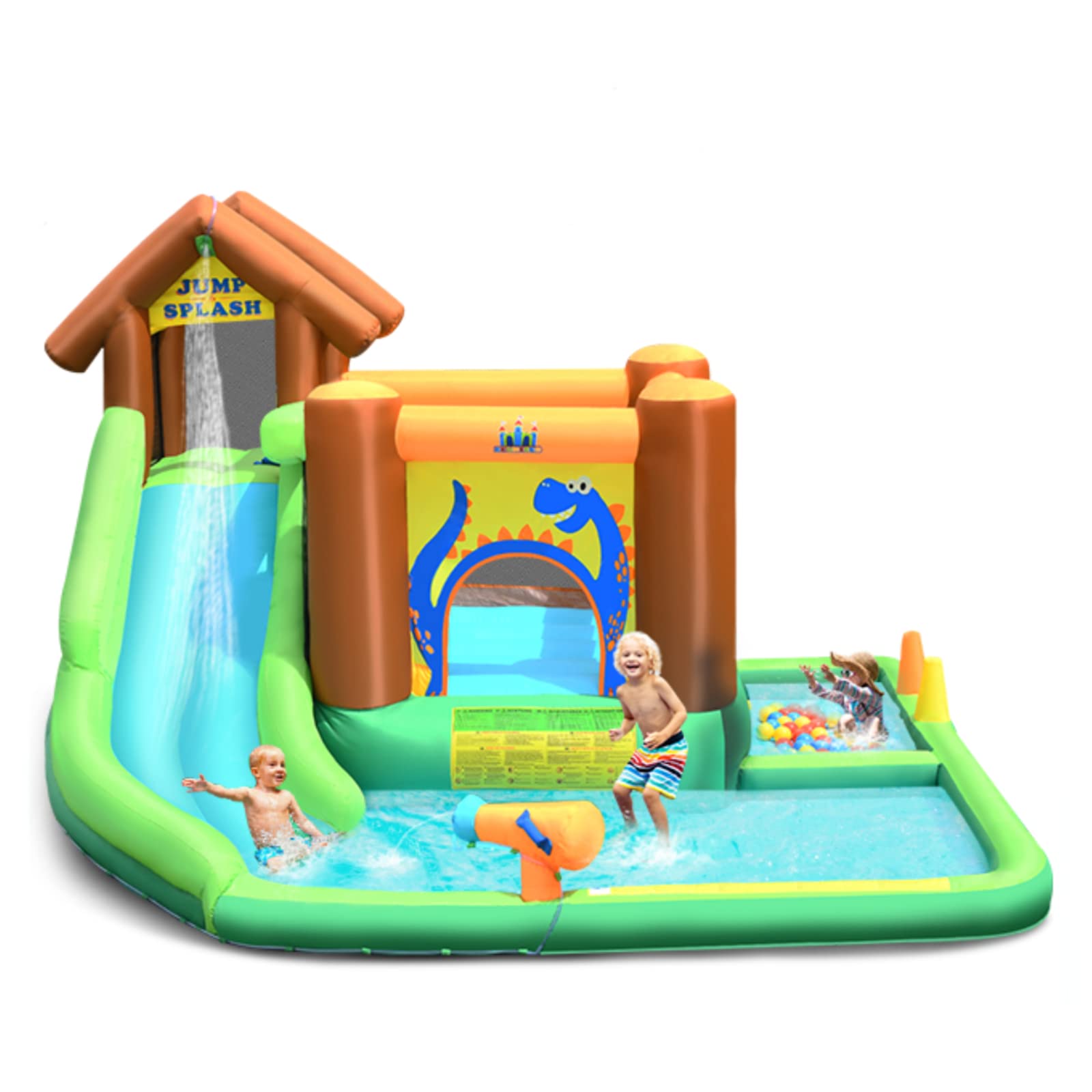 HONEY JOY Giant Inflatable Bouncy Water Slide - 6-in-1 Outdoor Water Park with Pool & Ball Pit for Kids & Adults | Summer Backyard Party, Birthday Celebration, Family Fun Activity