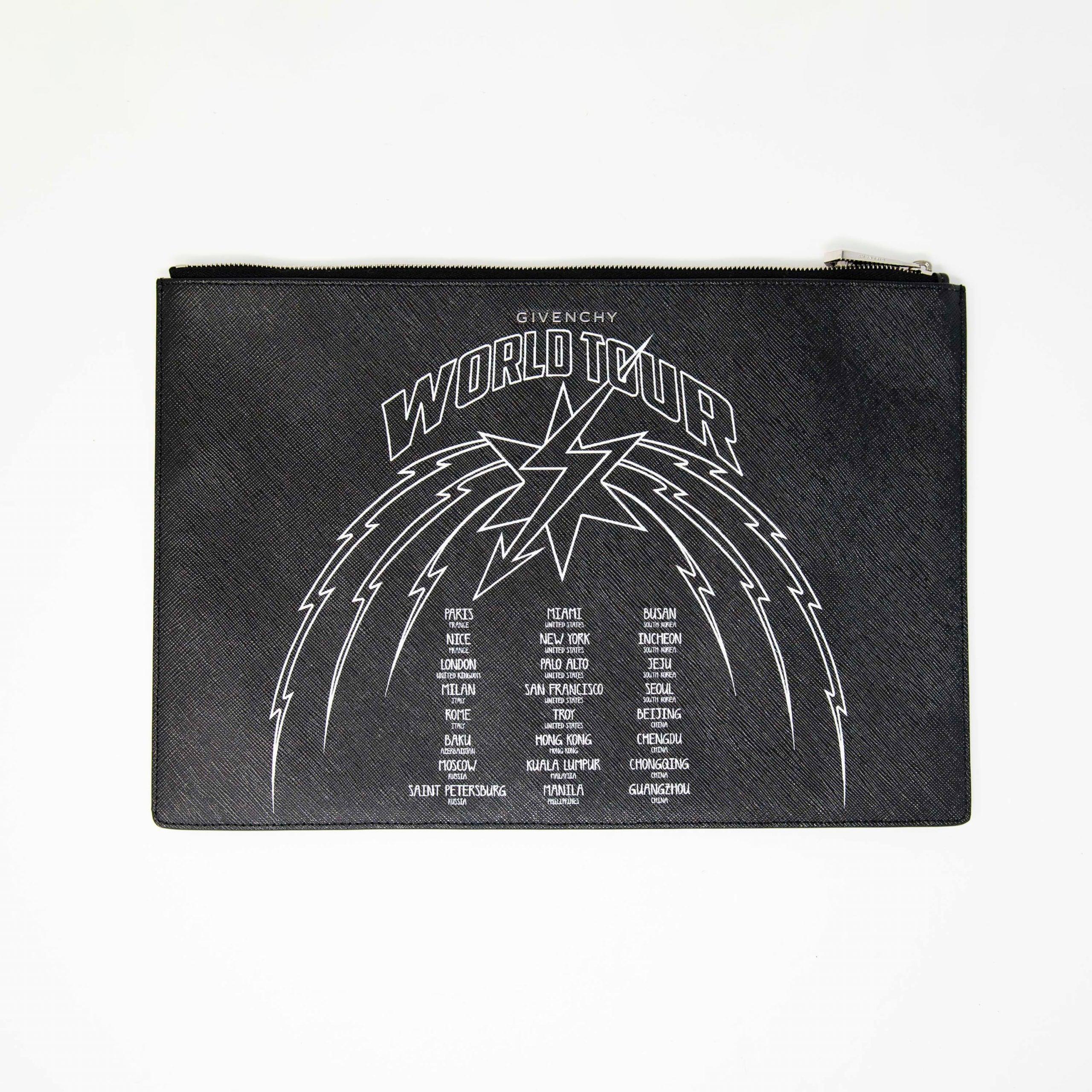 Givenchy Black World Tour Graphic Pouch - Stylish Designer Clutch for Women | Perfect for Travel, Parties & Evening Events