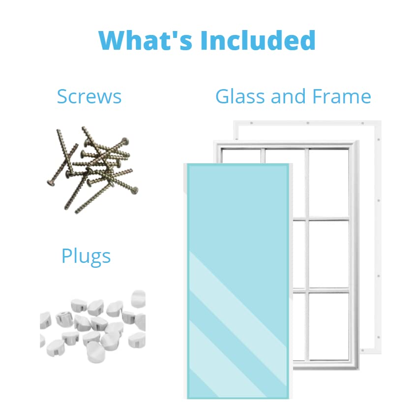 8 x 36 Clear Glass Entry Door Insert with 3 Lite External Grids - Perfect for Home Entryway, Front Door Replacement & Modern House Exterior Design