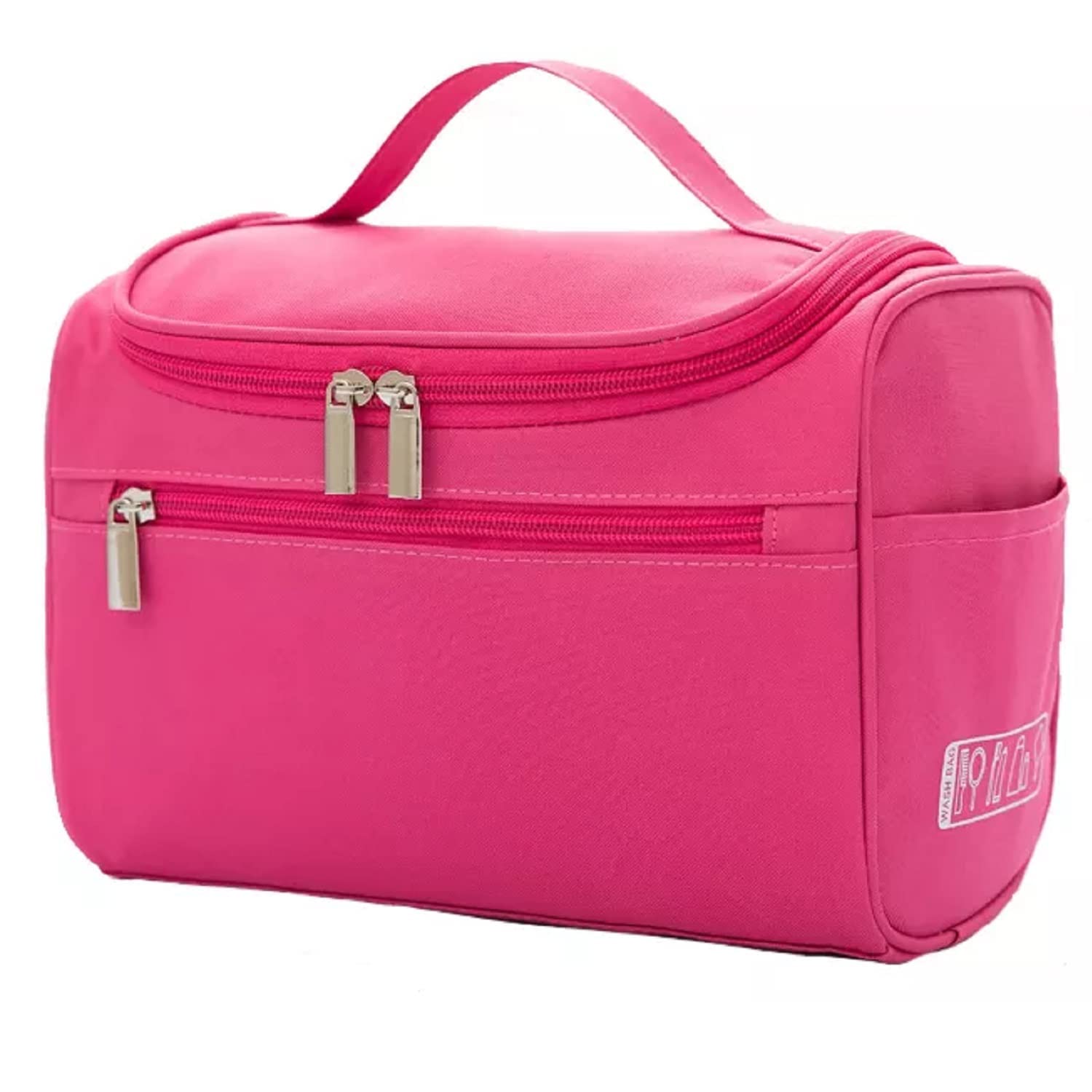 WOX MOX Hanging Travel Toiletry Bag for Women & Men - Pink Cosmetic Makeup Organizer | Perfect for Vacation, Gym, Camping & Business Trips
