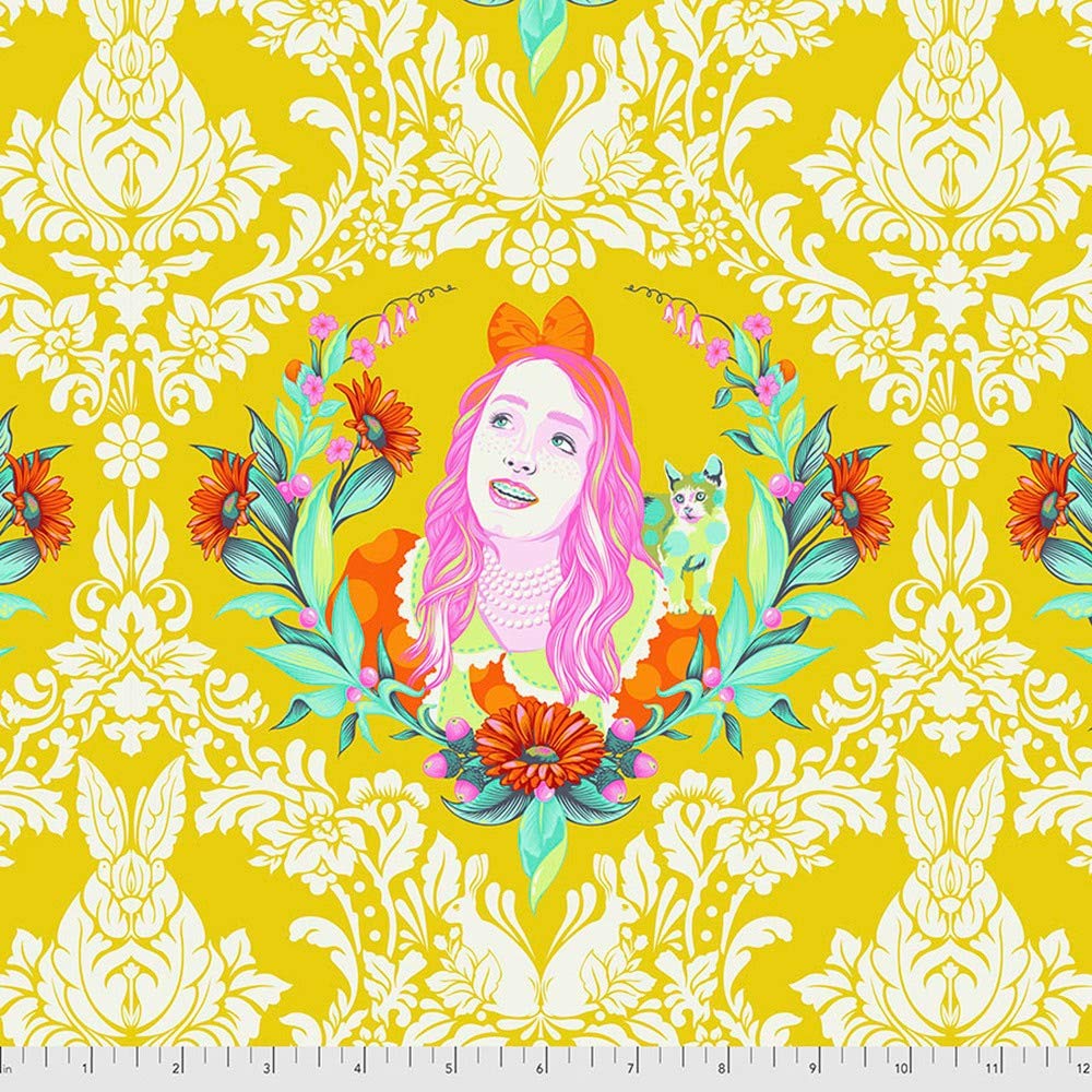 Tula Pink Alice Sugar 'Curiouser and Curiouser' Fabric - Whimsical Cotton Quilting Material for Alice in Wonderland Themed DIY Projects, Home Decor & Costume Design