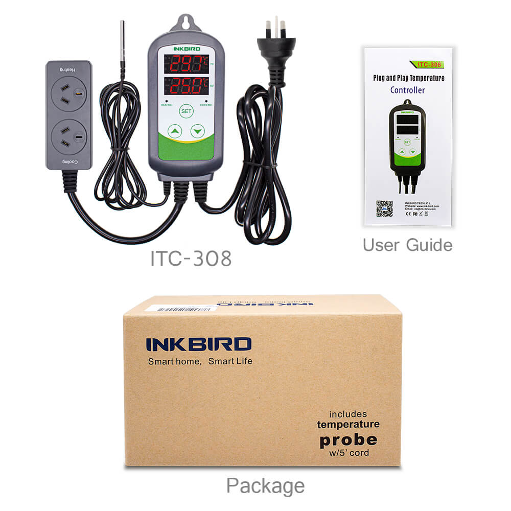 ITC-308 Digital Temperature Controller - Precise Thermostat for Homebrew, Aquariums & Reptile Tanks | Home Brewing, Hydroponics & Terrarium Use