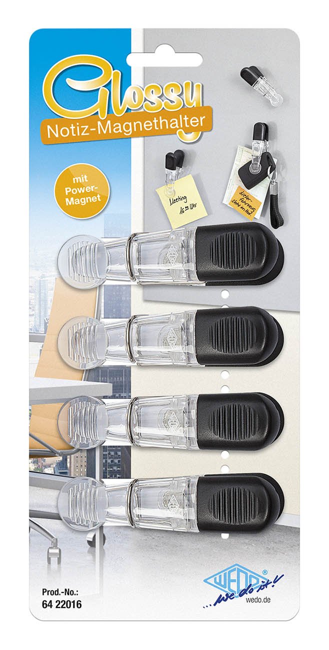 6422016 - Strong Hold Glossy Magnet Holder Plastic Ribbed Grip Brush Set - Clear/Black - Perfect for Salon, Makeup Artists & Home Hair Styling