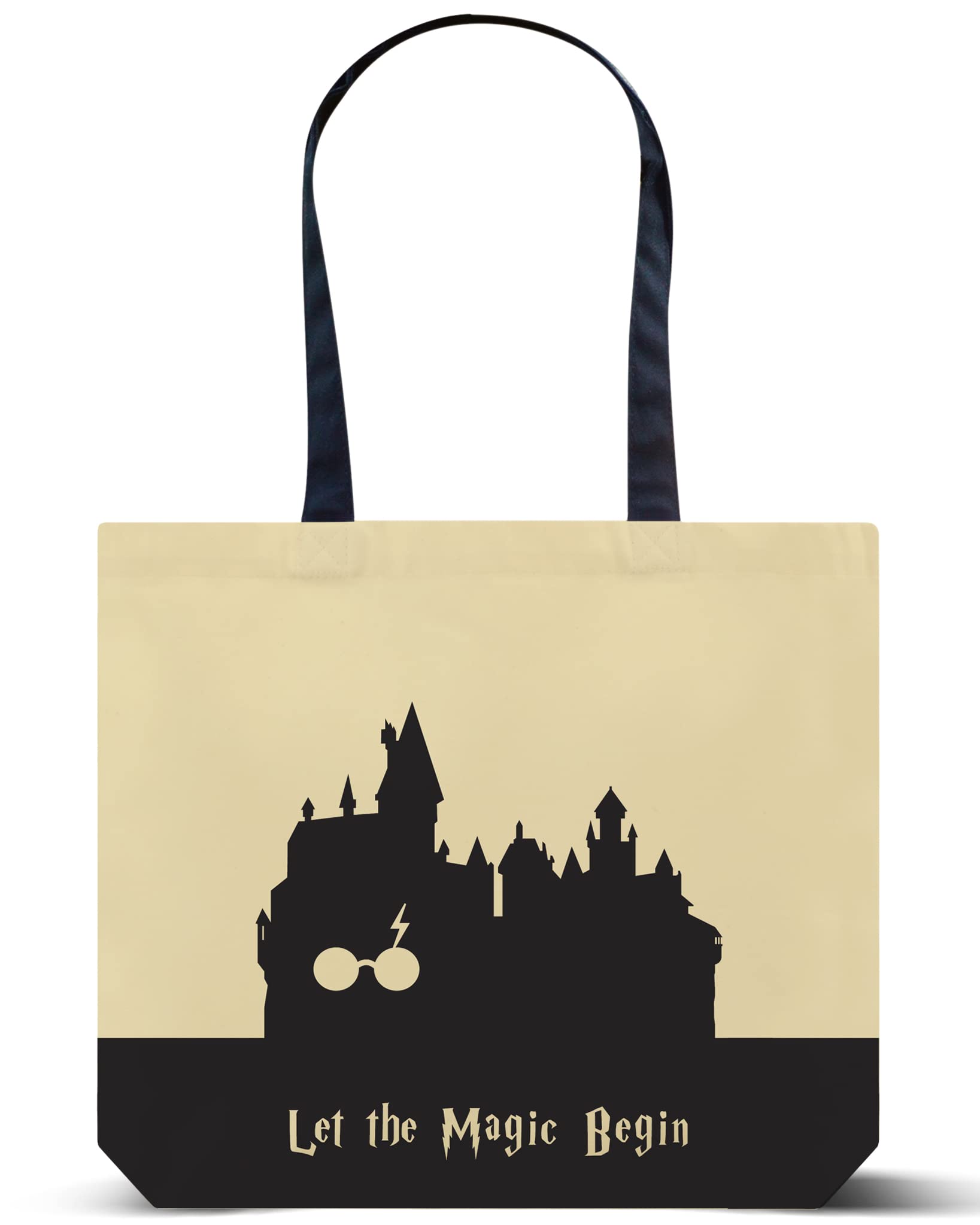 Harry Potter Hogwarts Tote Bag - Cotton Reusable Shopping Bag for Travel, Grocery & Halloween Trick-or-Treat - Perfect for School, Beach & Magic Themed Parties