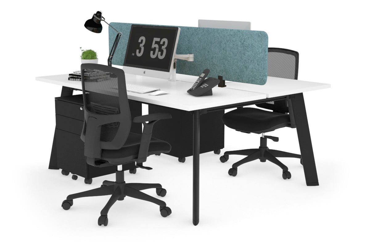 2-Person Workstation with Black Frame - 1200L x 700W Office Desk for Collaborative Workspaces | Perfect for Home Office, Coworking Spaces & Team Projects