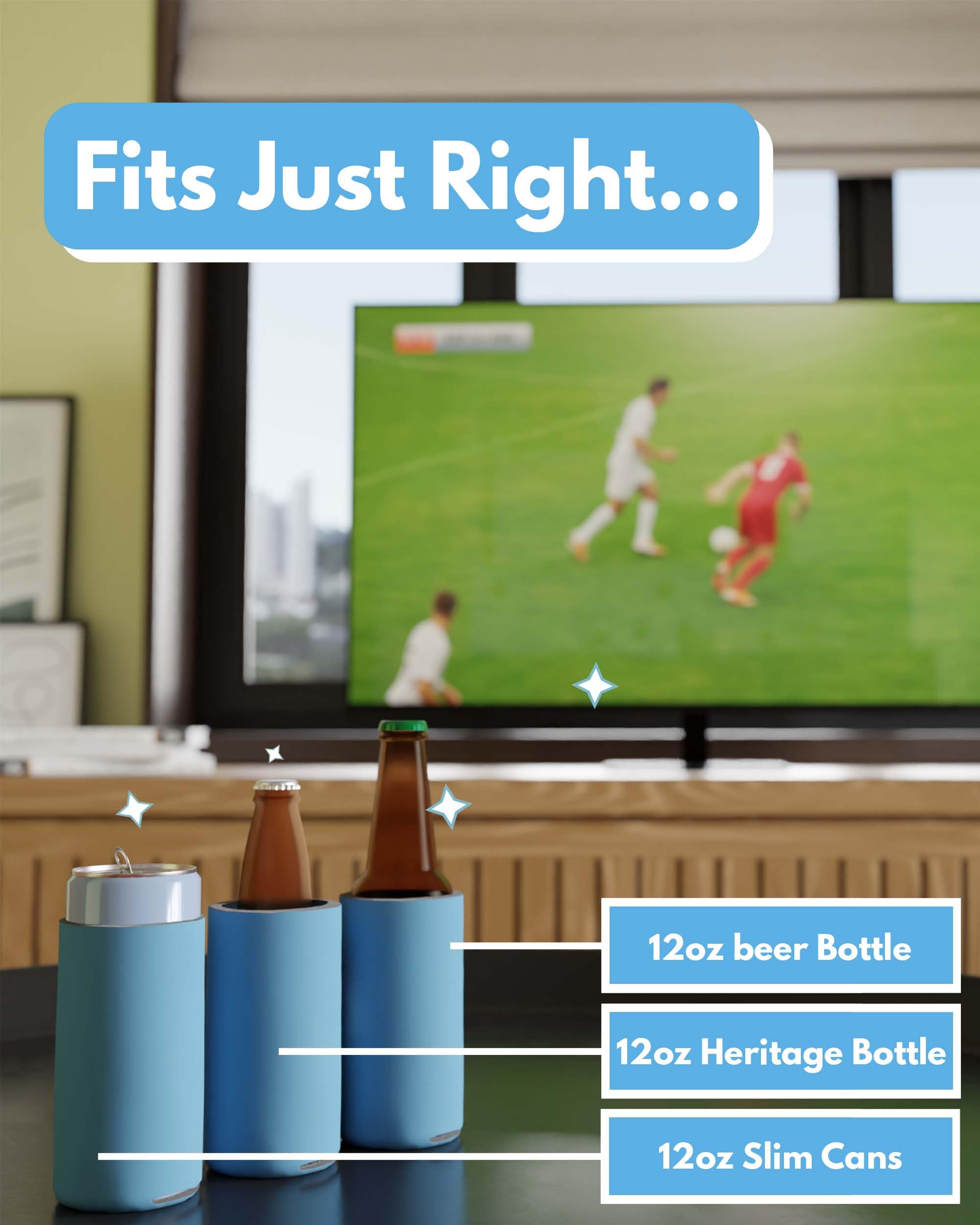 PartyPrints 200 Pack Slim Can Cooler Sleeves - Plain Blue Blank Sublimation Coolers for Beer Bottles & 12oz Tall Cans | Customizable Collapsible Insulated Drink Sleeves | Perfect for Parties, BBQs, Tailgating & Outdoor Events