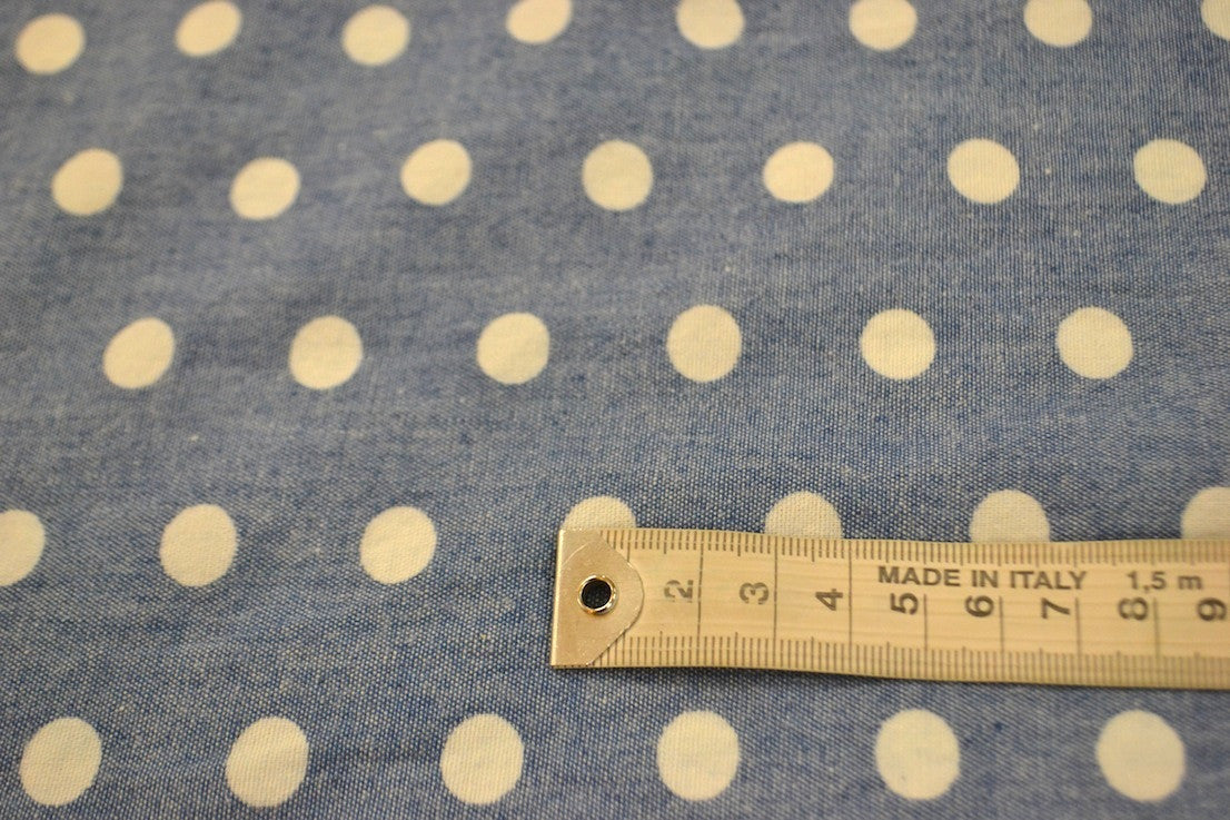 Stylish Chambray Dot Print Fabric - Large Size for DIY Sewing, Home Decor & Fashion Projects | Perfect for Curtains, Dresses & Crafting