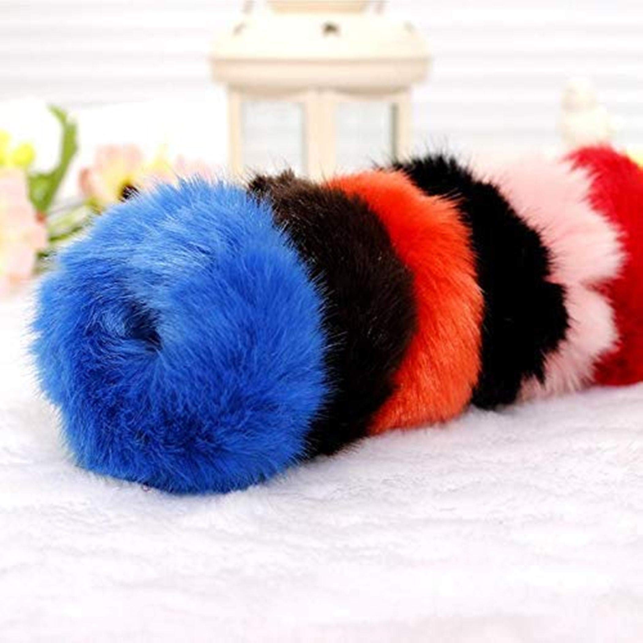 BigStep Soft Fur Hair Bands for Girls & Women - 12 Pack Multi-Color Hair Ties for School, Work, Sports & Everyday Use