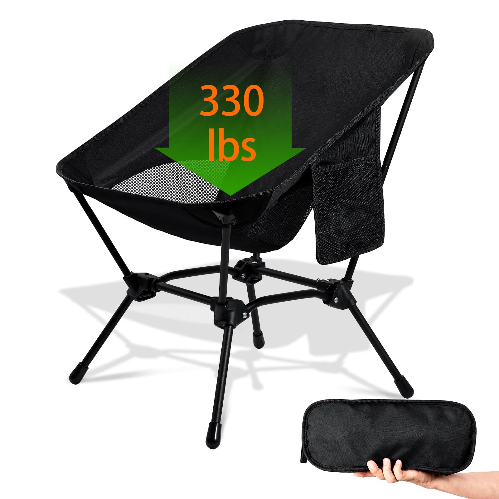 Ultralight Portable Folding Camping Chair for Adults - Compact Beach Lawn Chair with Storage Pocket - Outdoor Backpacking Chair for Travel, Picnic, Hiking & Beach - Supports 330 lbs - Perfect for Camping Trips, Backyard Relaxation & Outdoor Adventures
