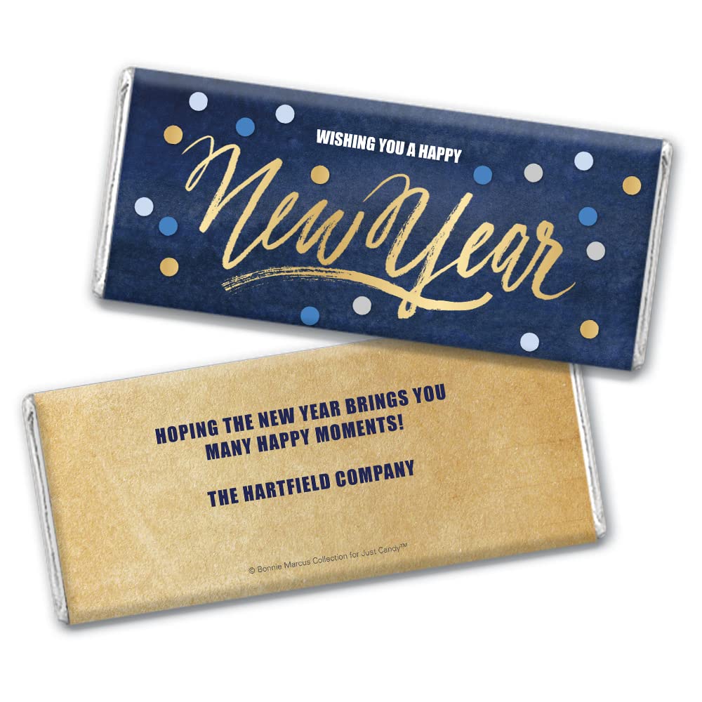 Personalized New Year's Eve Party Chocolate Bars with Custom Wrappers - 36 Count Bulk Pack for Holiday Celebrations, Corporate Events & Wedding Favors