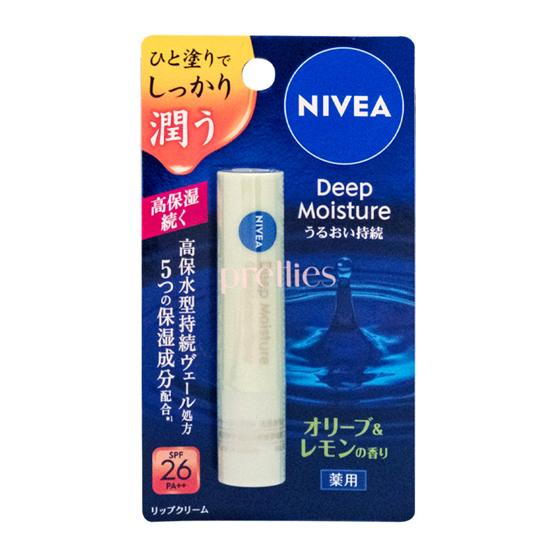 Nivea Deep Moisture Lip Balm with Olive Oil & Lemon Extract - 2.2g (Pack of 1) | Hydrating & Nourishing Lip Care for Dry, Chapped Lips | Day & Night Use