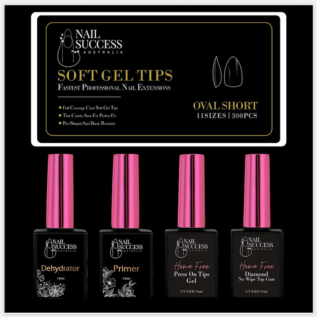 HEMA-Free Soft Gel Press On Nail Kit - Long Lasting Fake Nails with Glue - Perfect for Home Manicure, Parties & Special Occasions