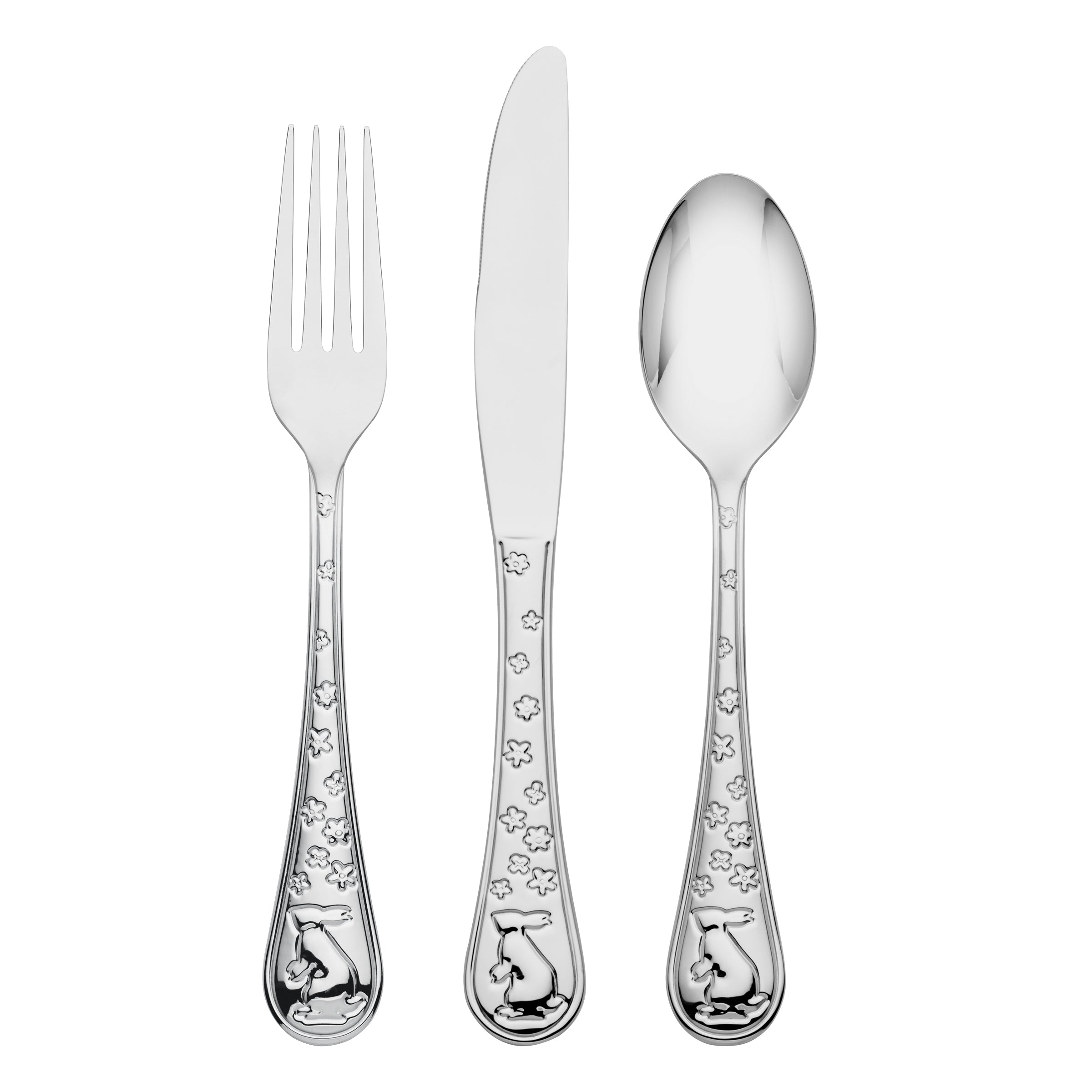 Bunny Hop 12-Piece Flatware Set - Stainless Steel Silverware for Everyday Dining, Kitchen & Entertaining | Perfect for Home, Restaurant & Gift Giving