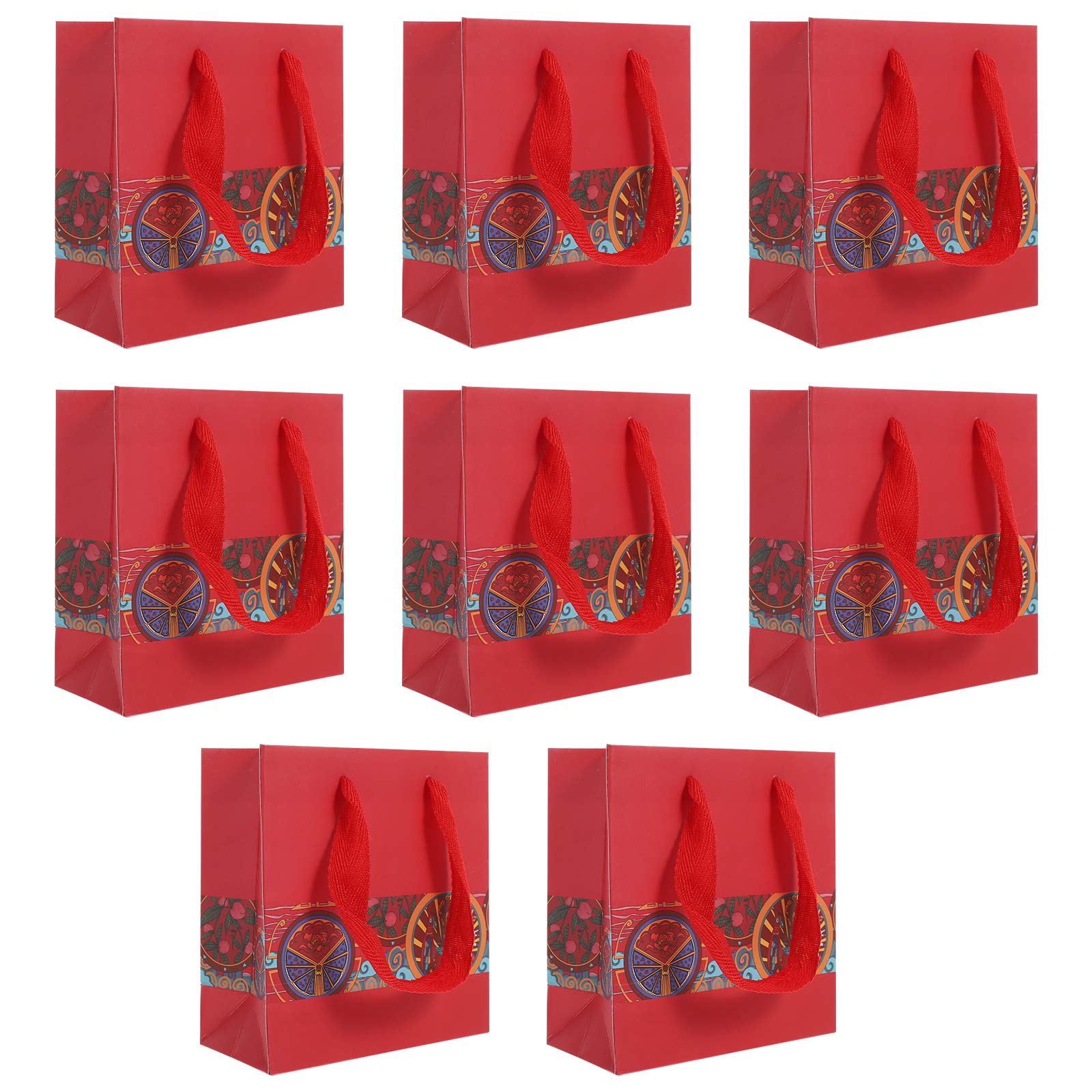 VALICLUD 5Pcs Chinese Ethnic Style Paper Gift Bags - Small Decorative Candy Favor Pouches for Weddings, Baby Showers & Party Favors | Handmade Cultural Gift Packaging