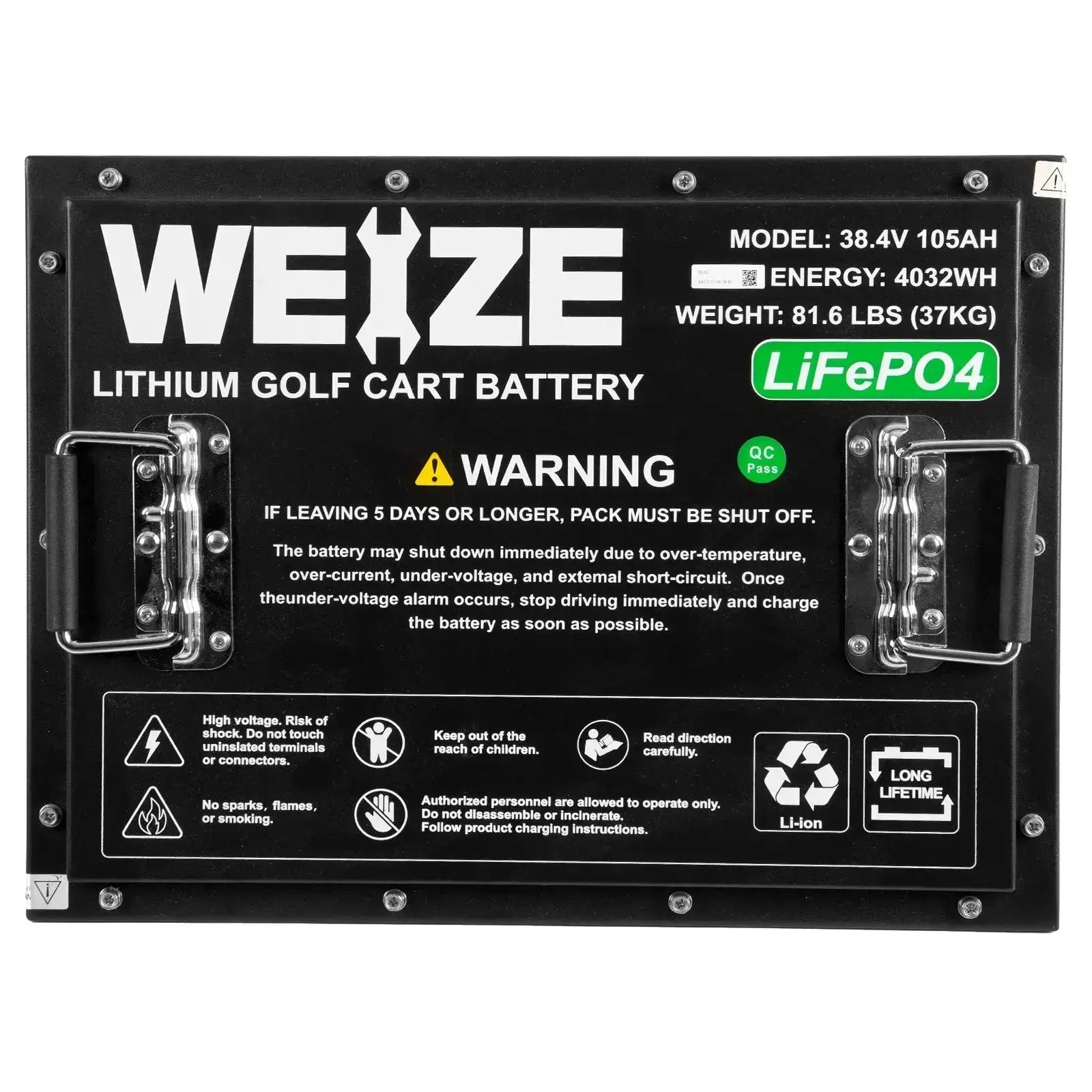 WEIZE Premium 36V 105AH Bluetooth Lithium LiFePO4 Battery for Club Car Golf Carts - Long-Lasting Power for Golf Carts, Electric Vehicles & Off-Grid Applications