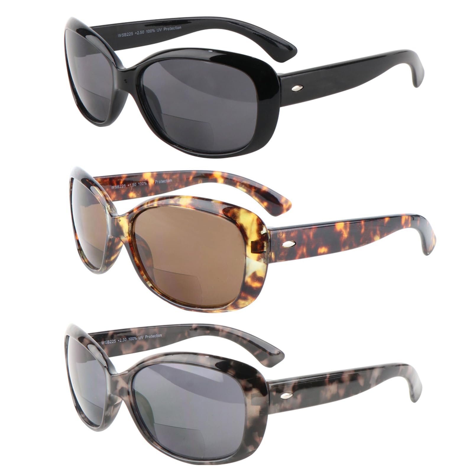 Bifocal Sunglasses for Women - 3 Pack UV Protection Reading Glasses with Built-In Readers for Outdoor Activities, Reading, and Driving