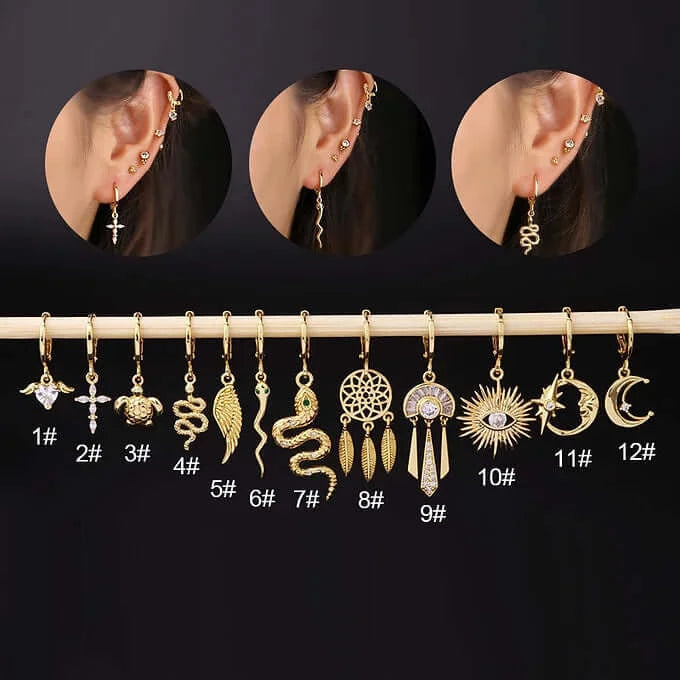 18K Gold Dream Catcher Cartilage Hoop Earrings for Women | Dainty Boho Jewelry | Perfect for Pierced Ears & Everyday Wear | HSPJ336