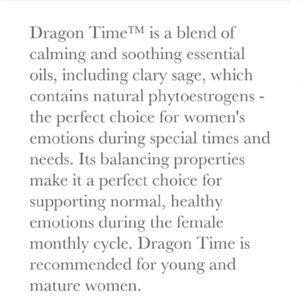 Young Living Dragon Time 15ml Essential Oil - Balancing & Soothing Aroma for Women's Comfort, Stress Relief & Relaxation, Sweet Herbaceous Scent | Natural Support for Menstrual Discomfort, PMS & Emotional Well-Being | Perfect for Aromatherapy, Massage & Diffuser Use