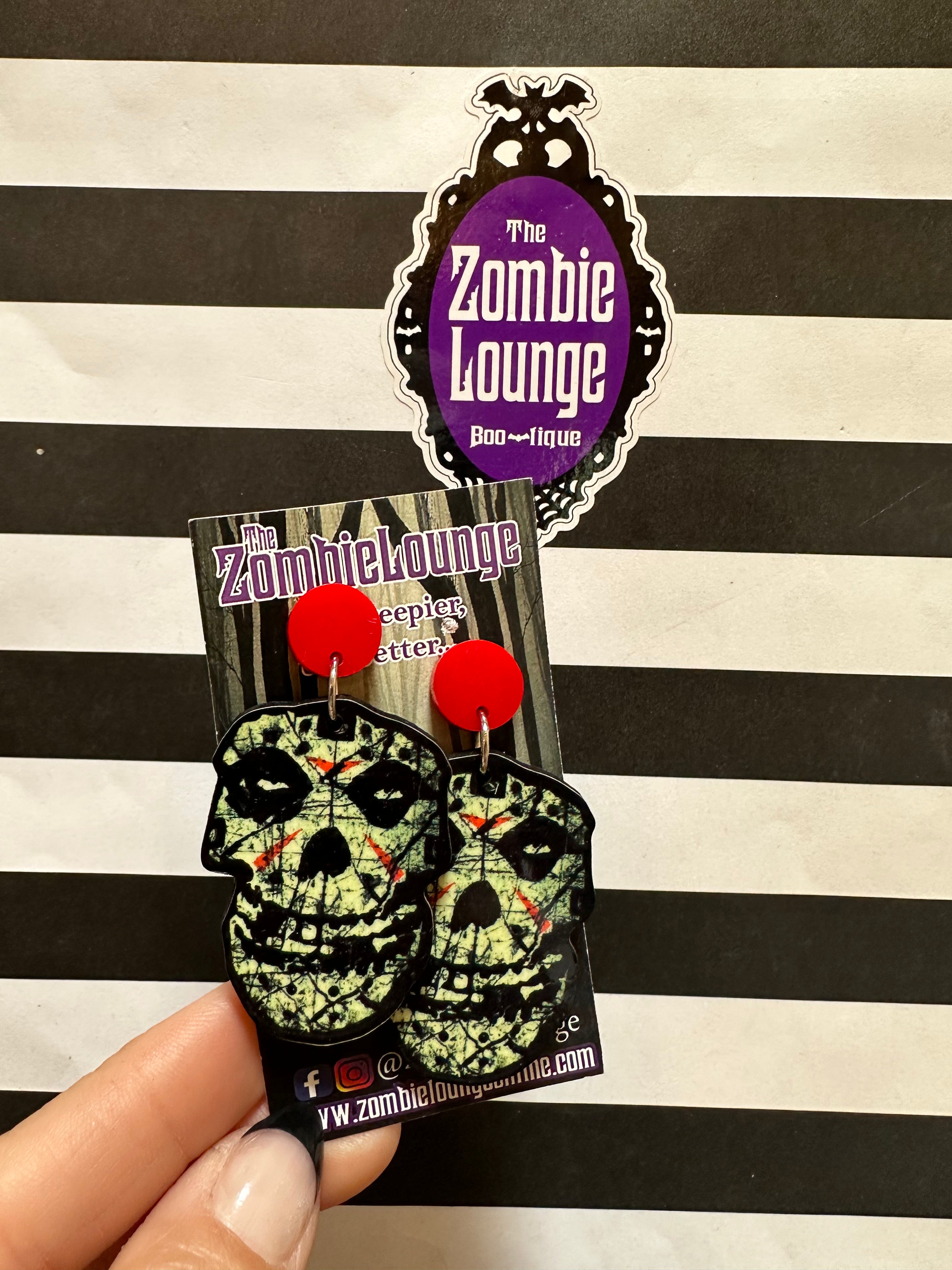 Jason Crimson Ghost Earrings - Spooky Halloween Jewelry for Women, Gothic Punk Accessories - Perfect for Halloween Parties, Costumes & Everyday Wear