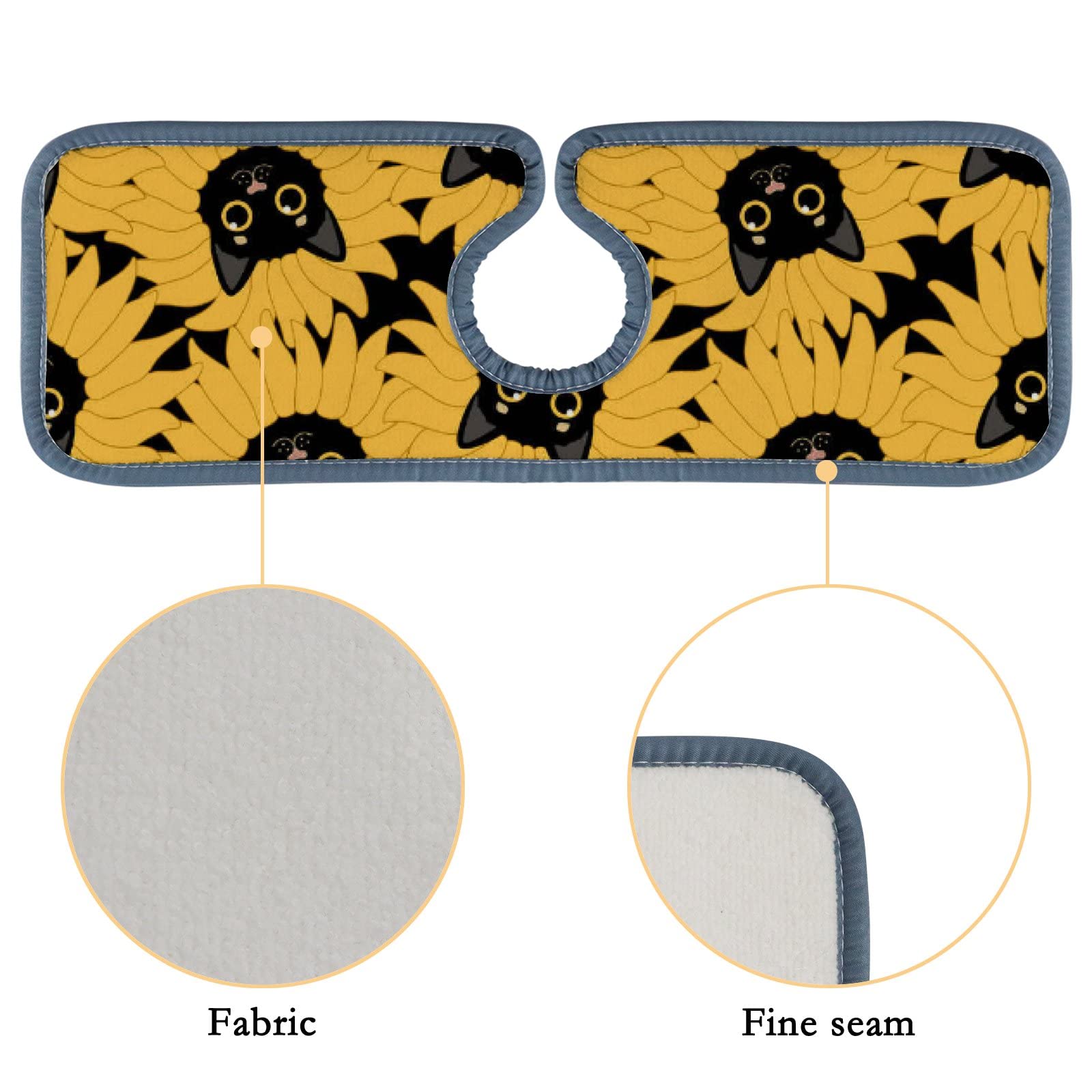 Sunflower Black Cat Sink Faucet Splash Guard - 4 Pack Absorbent Countertop Mats for Kitchen & Bathroom - Waterproof RV Tap Protector Pads to Prevent Stains | Perfect for Home, RV, and Office Use