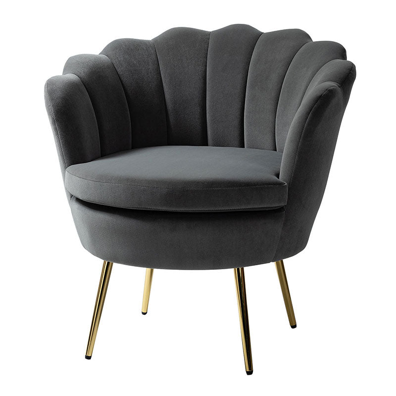 Evelia Velvet Scalloped Barrel Chair - Luxurious Velvet Accent Chair with Curved Back for Living Room, Bedroom & Office - Perfect for Reading Nook, Lounge Area or Home Decor