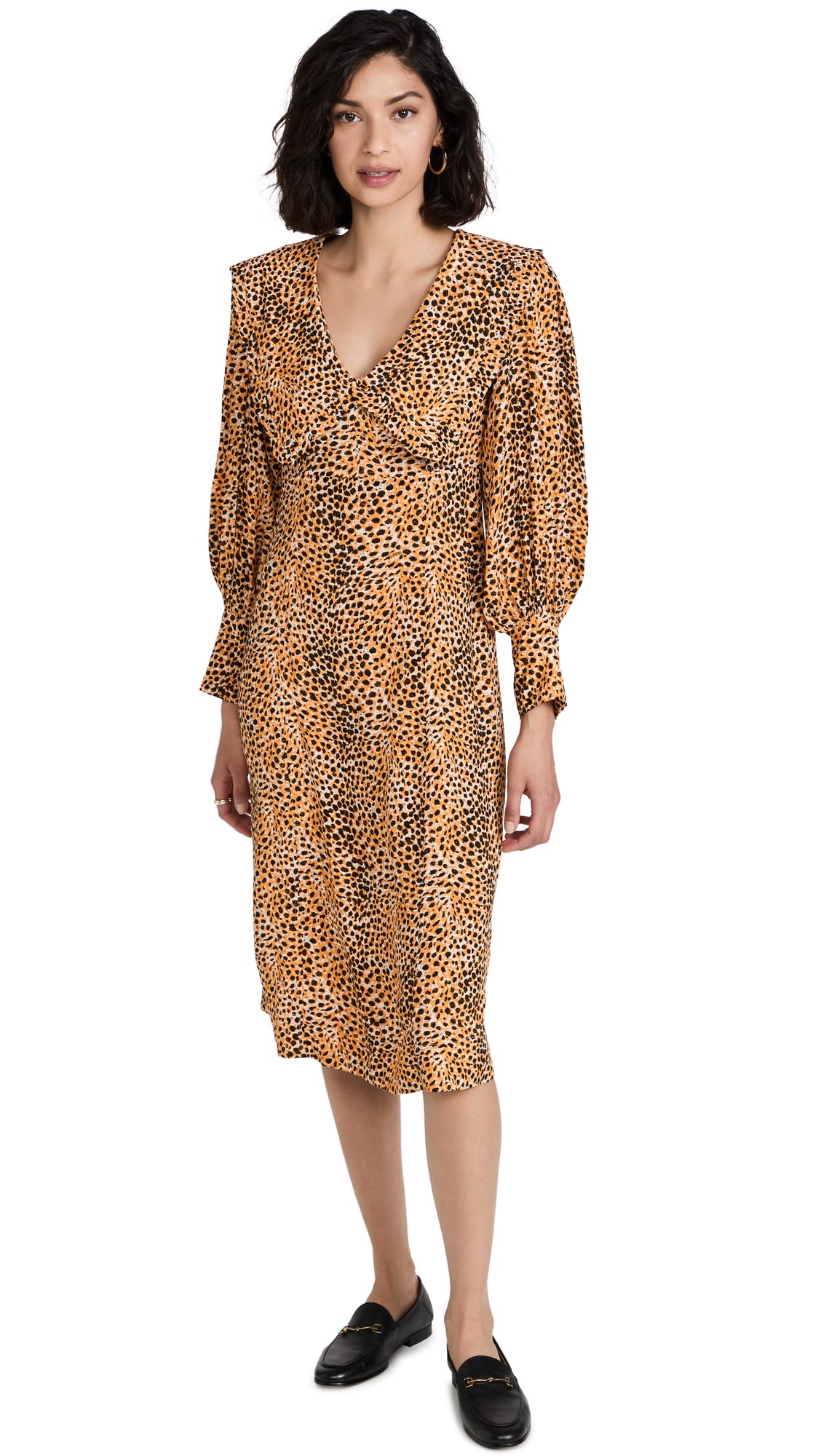 Ganni Women's Floral Printed Crepe Midi Dress - Elegant & Comfortable for Parties, Weddings & Summer Outings