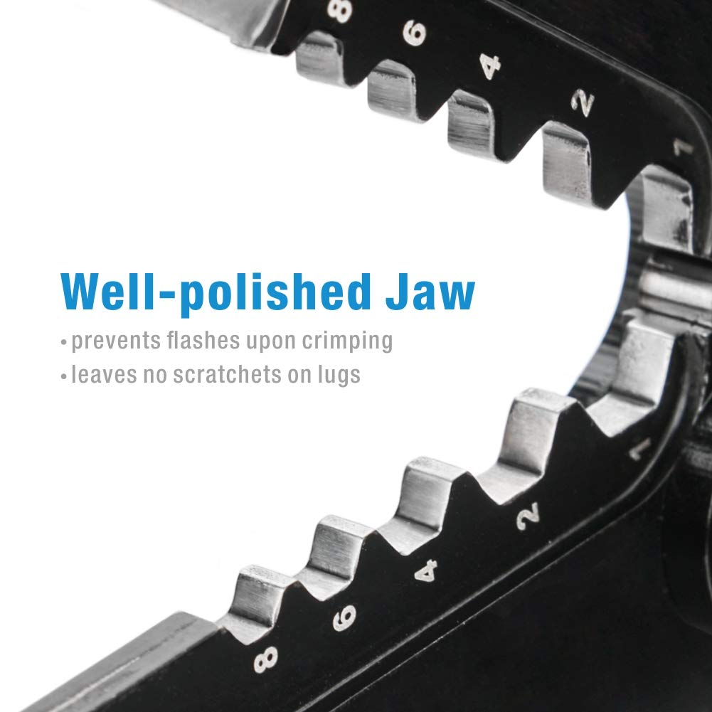 Professional iCrimp AWG8-1 Battery Cable Lug Crimper with Cable Stripper - Heavy Duty Copper Wire Terminal Crimping Tool for Automotive, Marine, and Solar Power Applications