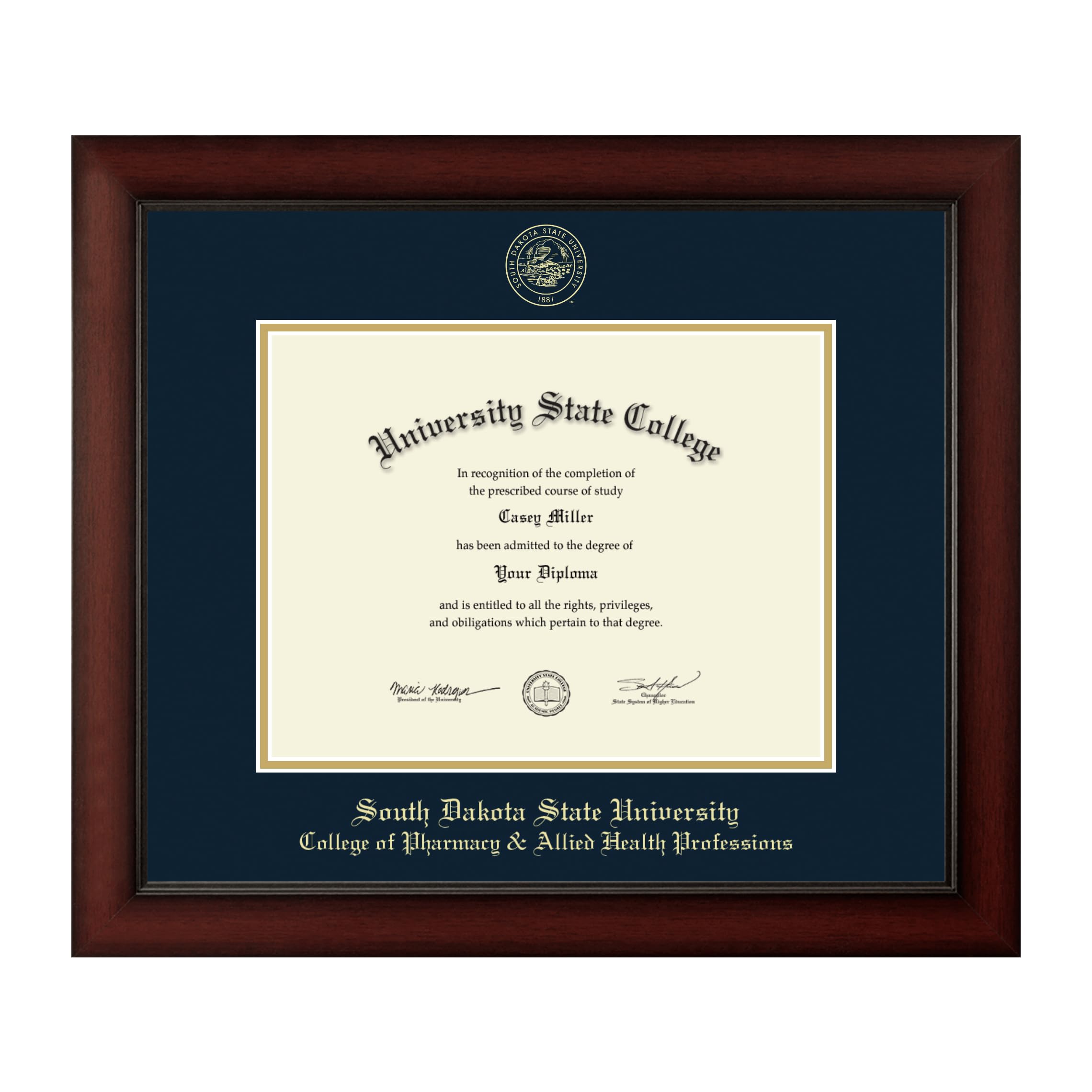 South Dakota State University College of Pharmacy Diploma Frame 11x8.5 Inches - Gold Embossed Display for Associate, Bachelor's, Master's & PhD Degrees - Perfect for Graduation Gifts & Office Decor