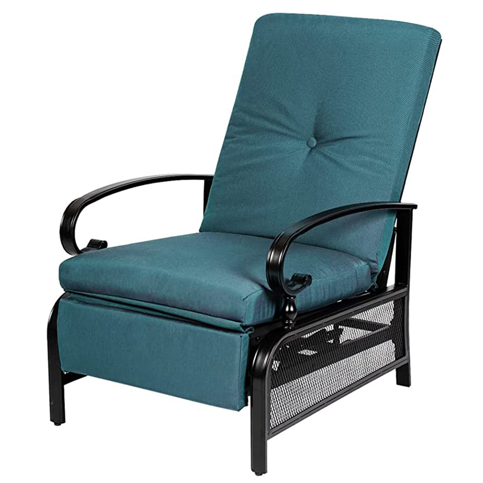 Incbruce Outdoor Lounge Chair - Adjustable Recliner Patio Furniture with Retractable Steel Frame & Removable Thick Cushions, Peacock Blue - Perfect for Poolside Relaxation, Backyard Lounging & Sunbathing