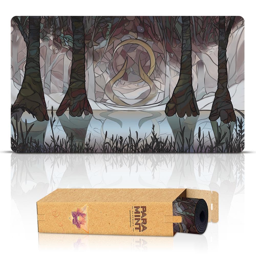 Swamp Mana Scenery Stained Glass Stitched MTG Playmat - Magic The Gathering, YuGiOh & TCG Compatible Gaming Mat - Premium Original Art Design for Card Game Enthusiasts - Perfect for Tournaments, Casual Play & Collectors