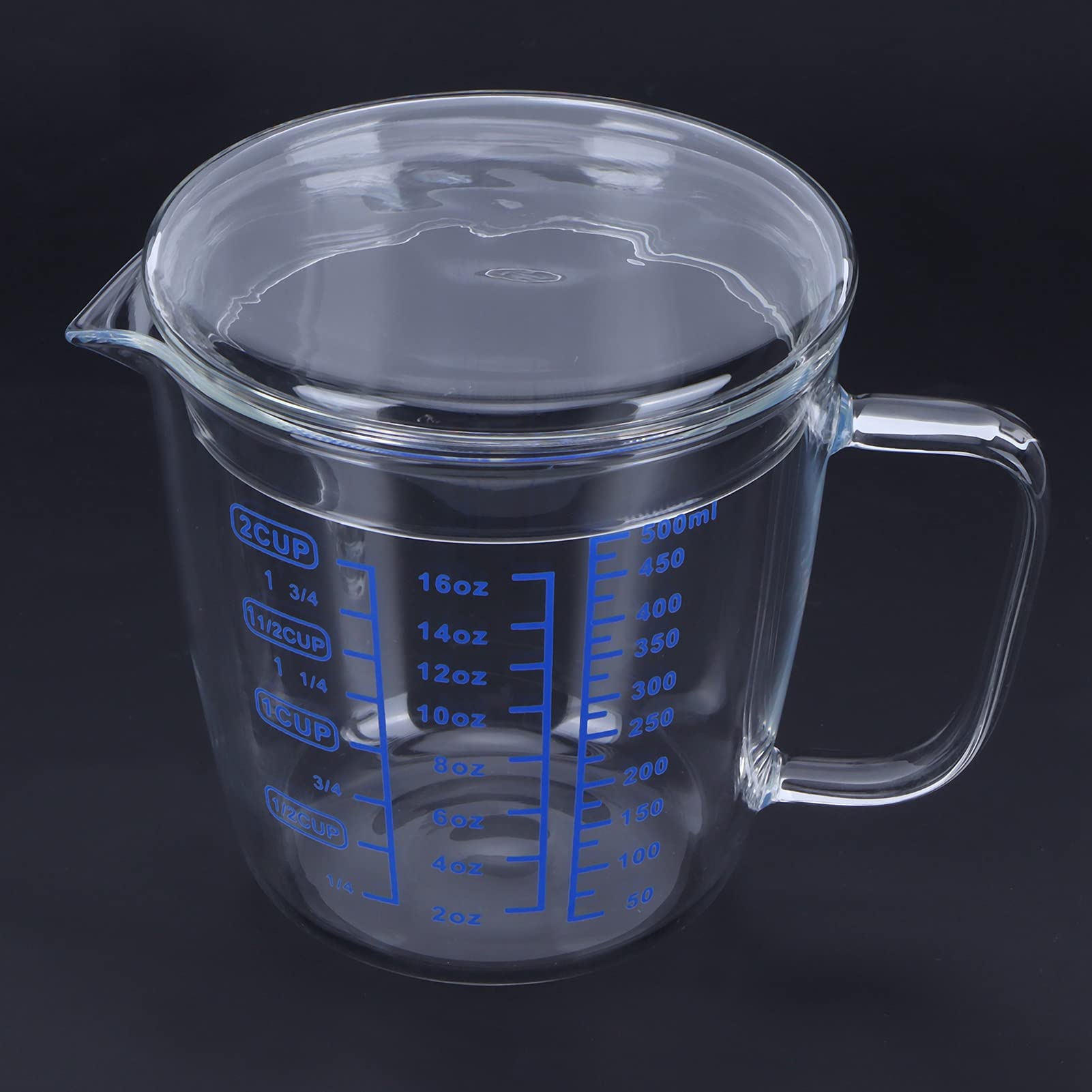 Heat-Resistant Glass Measuring Cup with Lid - 500ml (16oz) Kitchen Measuring Jug for Milk, Water, Oil - Microwave, Fridge & Freezer Safe - Ideal for Baking, Cooking & Meal Prep