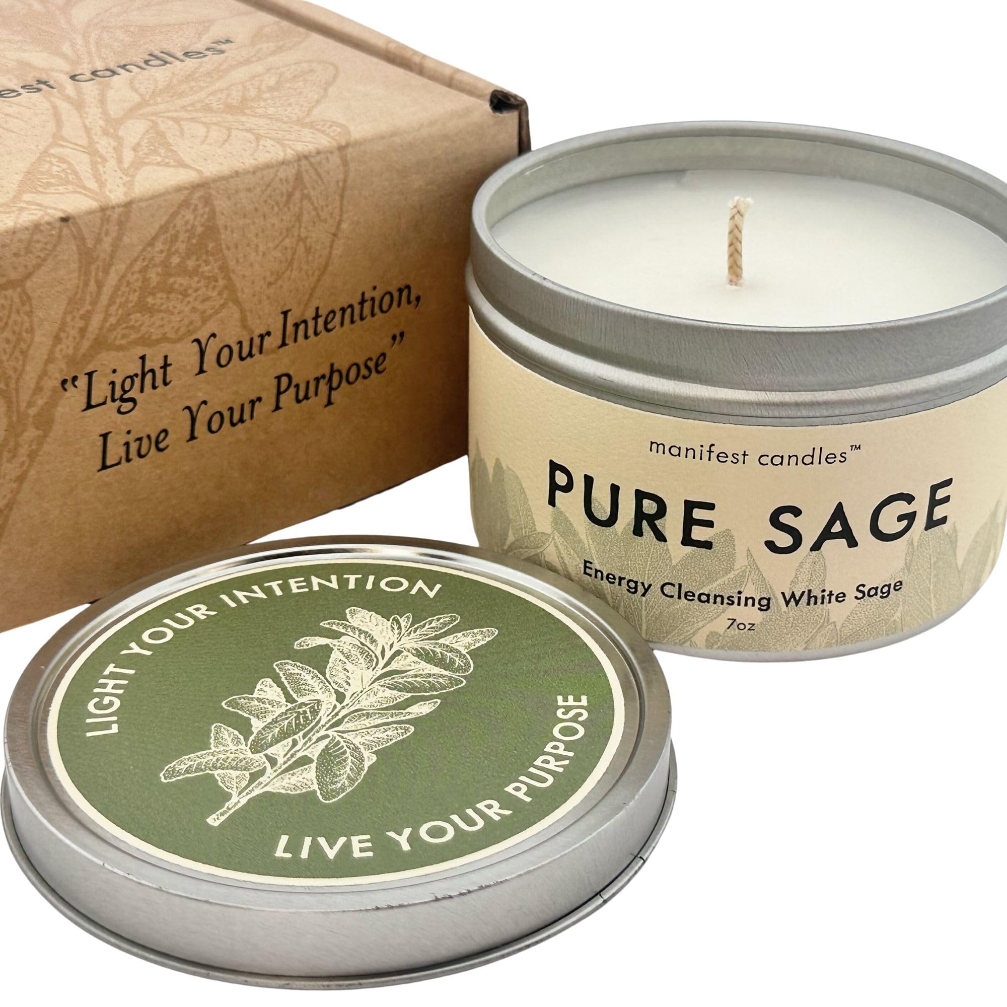 7oz White Sage Smudge Candle for Cleansing Negative Energy - Pure Sage Aromatherapy Meditation Candle for Positive Energy & Spiritual Healing - Perfect for Home Cleansing, Yoga, Reiki & Gift Giving