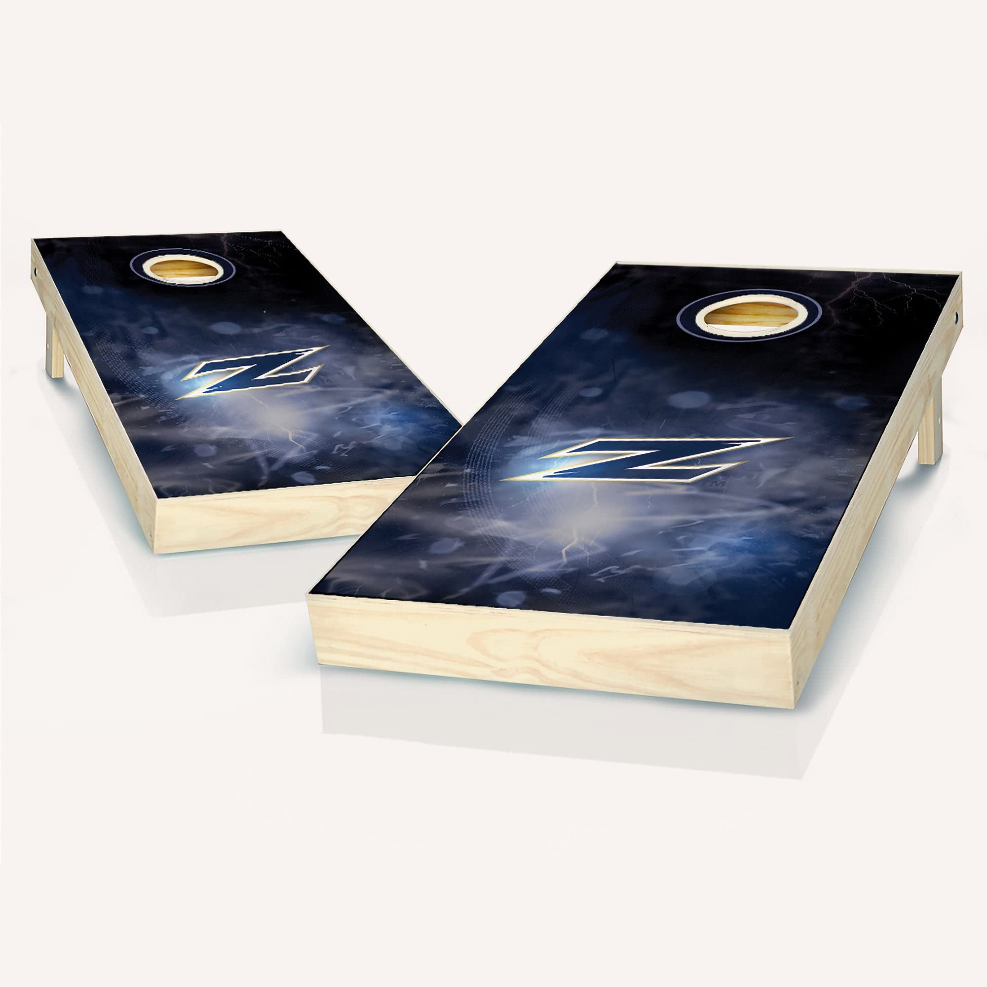 Premium Akron Smoke Cornhole Game Set - 2 Wooden Cornhole Boards & 8 Bean Bags for Outdoor Parties, Tailgating, and Backyard Fun - Complete Cornhole Set with Carrying Case