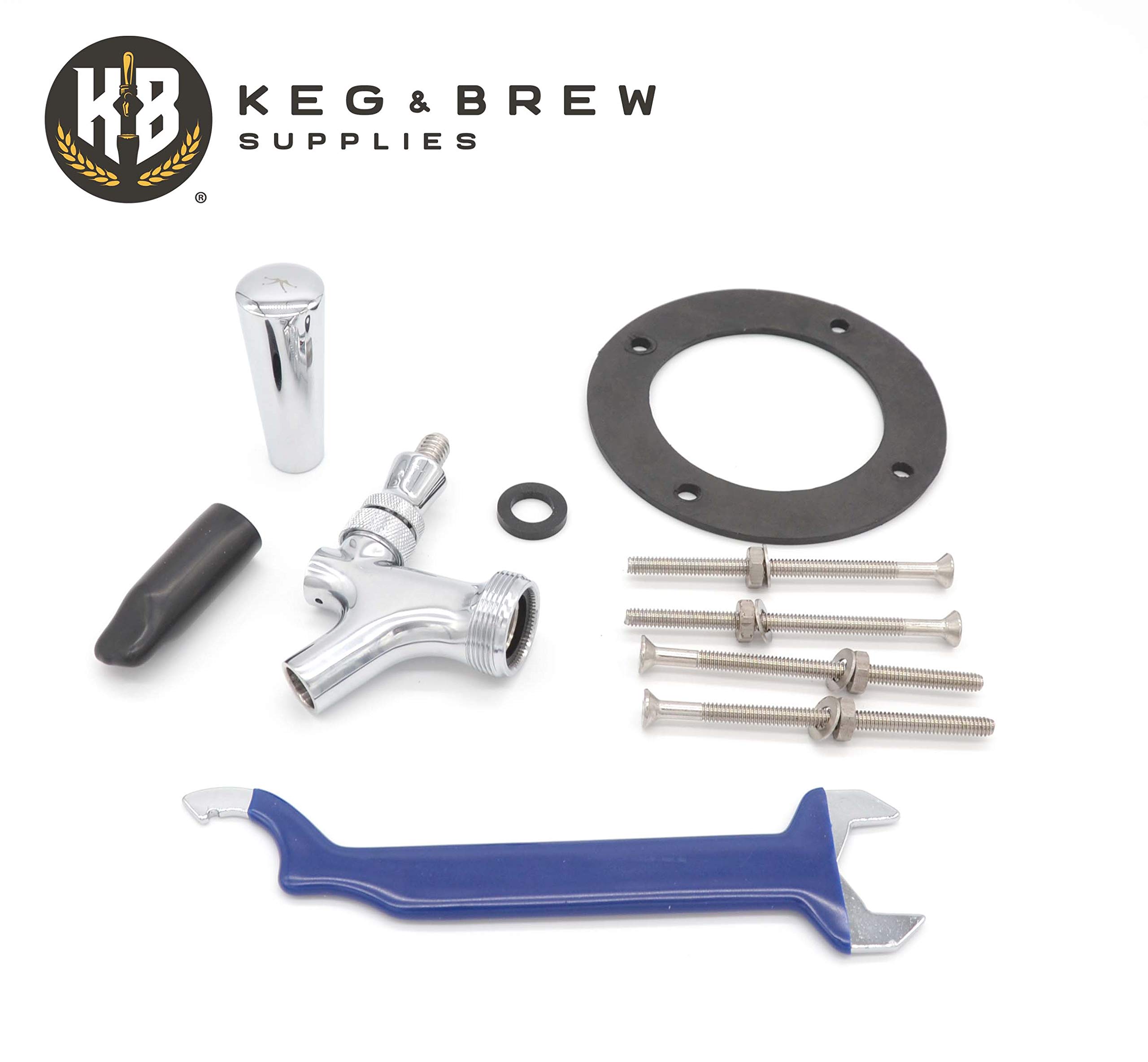 K&B Single Faucet Beer Tower for Kegerator - Customizable Stainless Steel Faucet with Chrome Heavy Duty Tap Handle | Perfect for Home Bars, Parties & Commercial Draft Beer Systems