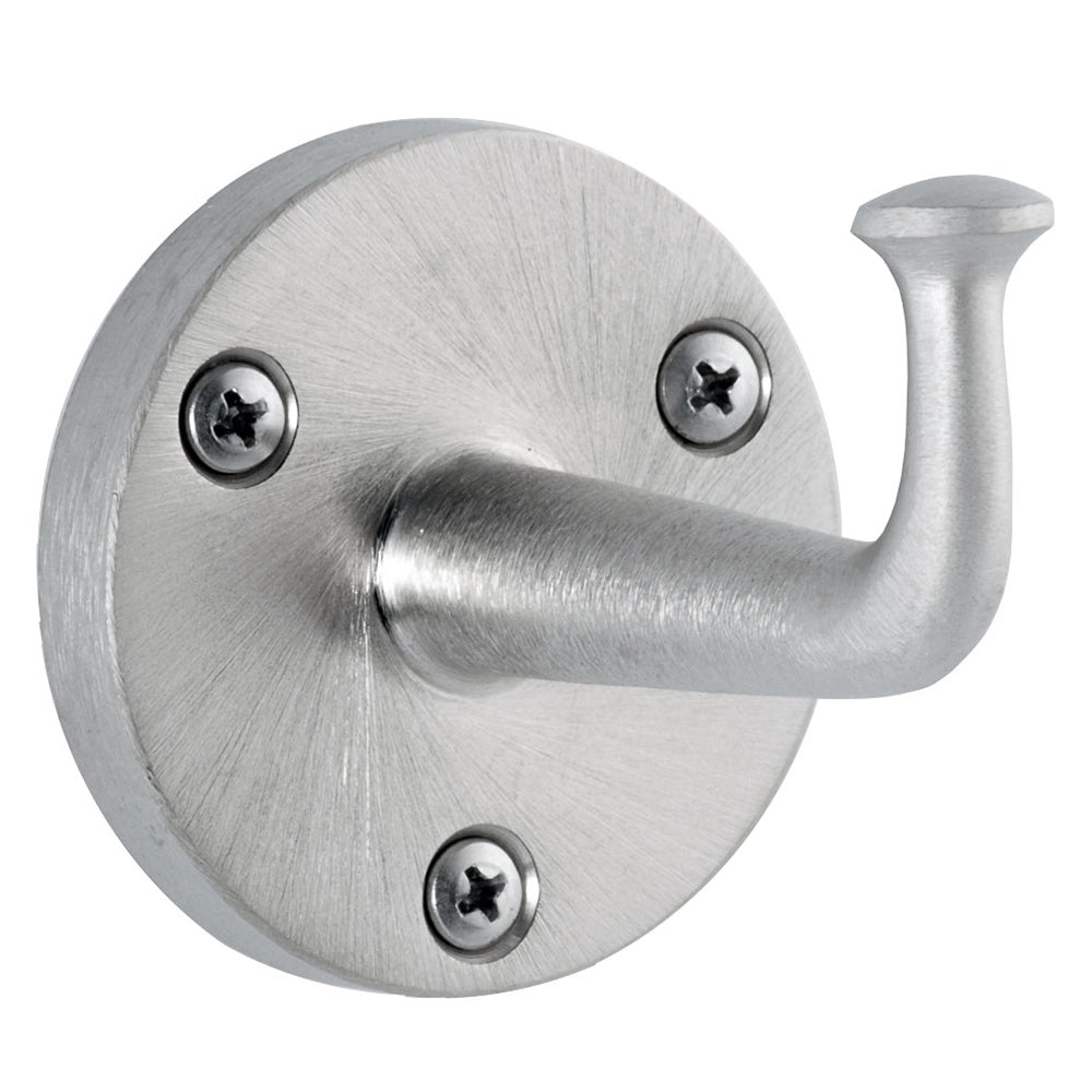 Bobrick B211 Single Exposed Surface Mounted Clothes Hook - Satin Nickel Finish for Bathroom, Locker Room & Commercial Use