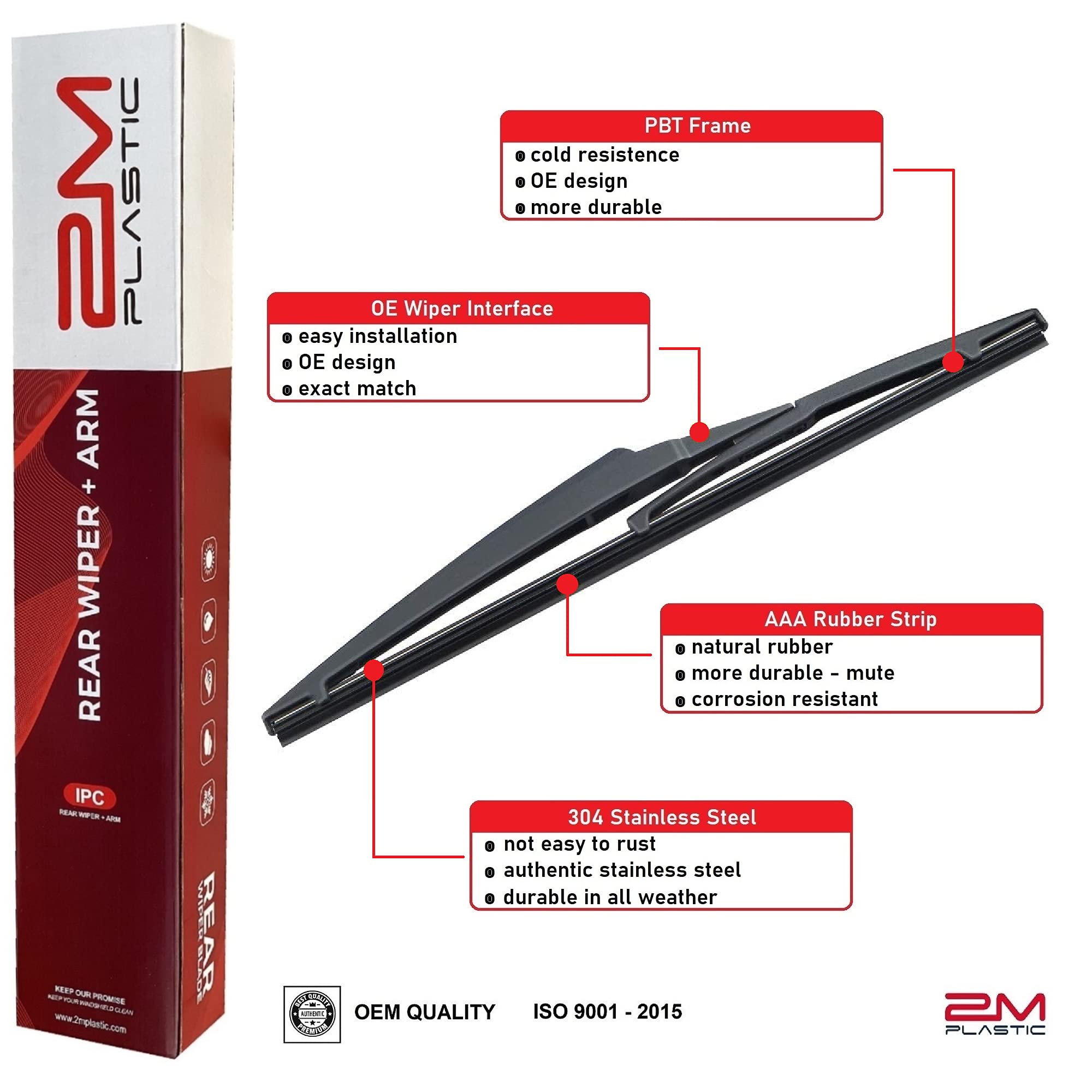OEM Style Rear Wiper Arm Blade Replacement for Toyota Yaris 2007-2017 - Perfect for Rainy Weather & Winter Driving Conditions