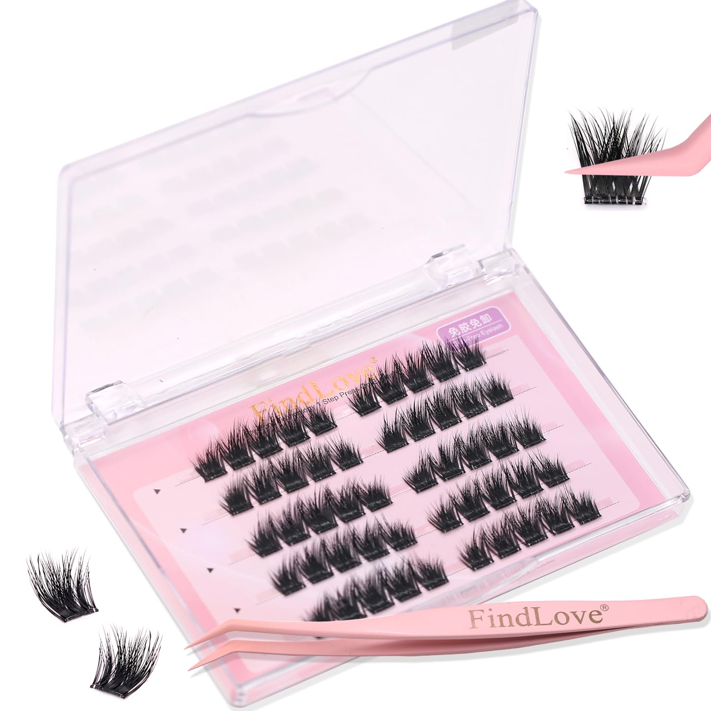 Self Adhesive False Eyelashes - No Glue Needed, Reusable Natural Look Lash Extensions, Waterproof Wispy Fluffy Lashes with Tweezer for Daily Wear & Special Occasions