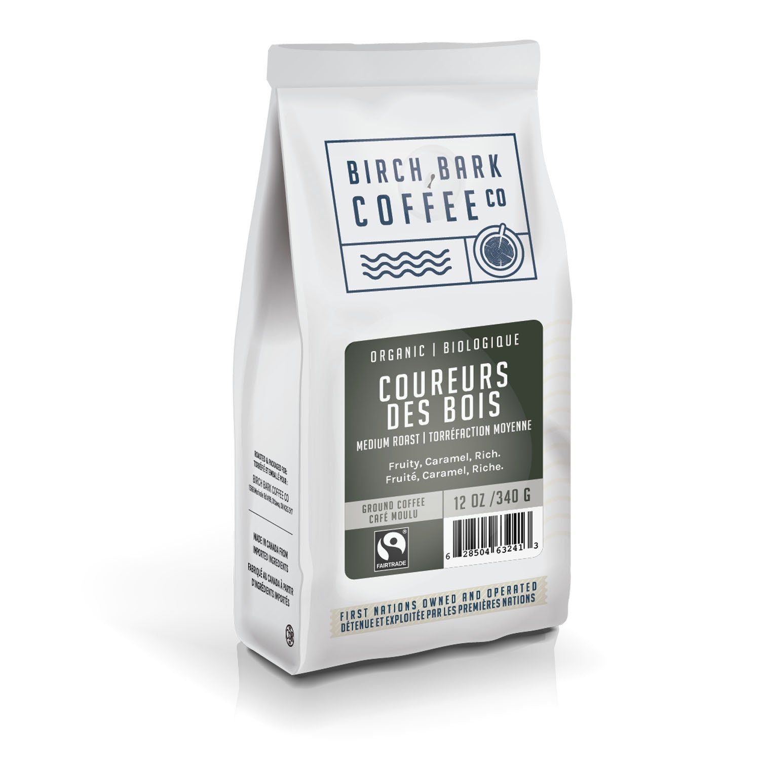 Organic Birch Bark Coureurs Des Bois Fair Trade Ground Coffee - 12 oz | Premium Aromatic Blend for French Press, Drip & Cold Brew | Perfect for Camping, Gifts & Morning Rituals
