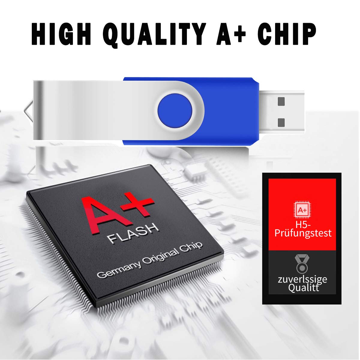 EASTBULL 100 Pack 2GB USB Flash Drives - High-Speed USB 2.0 Swivel Thumb Drives Bulk Pack (Blue) for Data Storage, File Sharing, School & Office Use