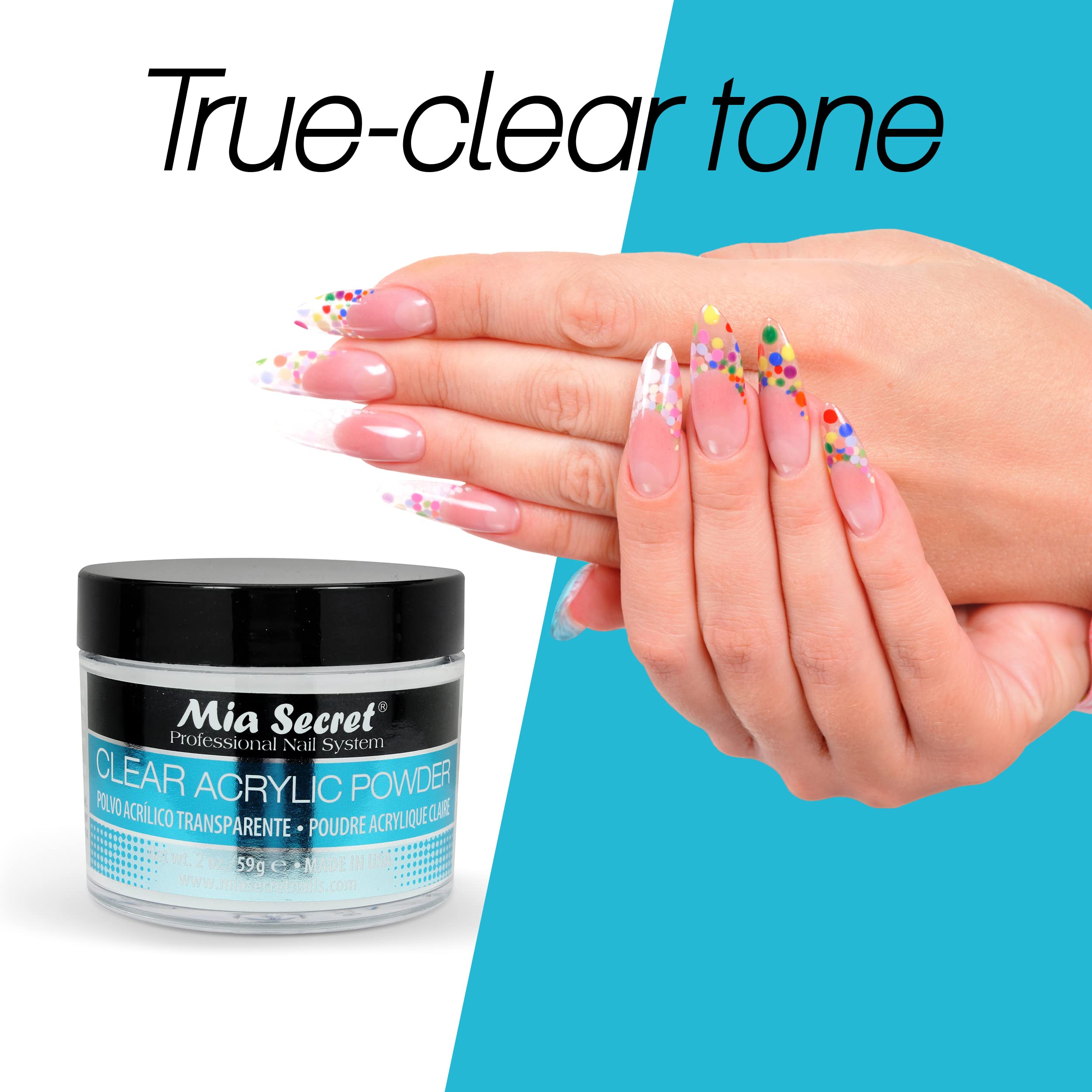 Mia Secret Clear Acrylic Powder 1oz - Professional Nail Enhancement for Acrylic Nails, DIY Manicures & Nail Art - Perfect for Salon & Home Use